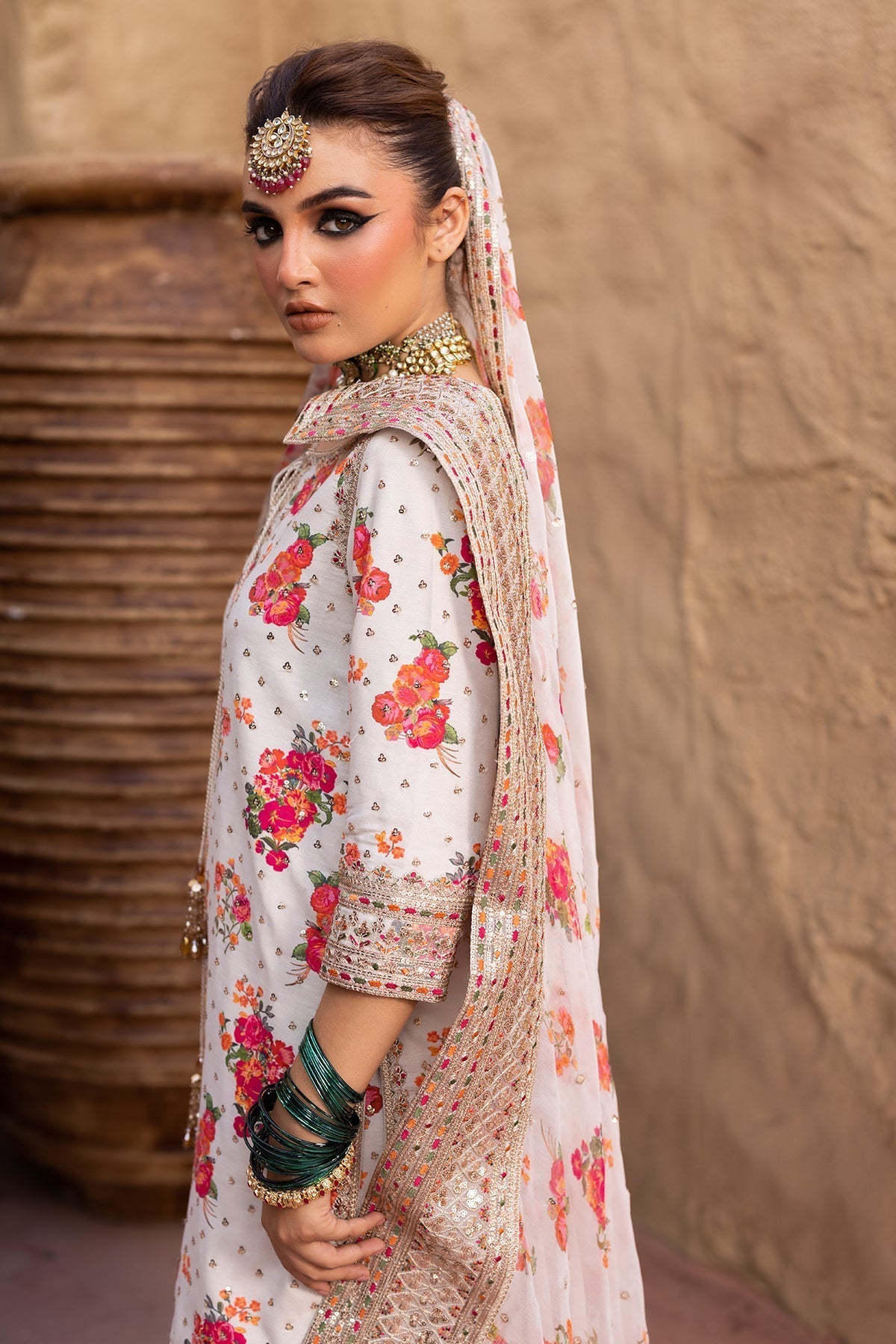 CHARIZMA-3PC SHAMOZE SILK PRINTED EMB SHIRT WITH SOFT SILK PRINTED EMB DUPATTA & EMB TROUSER BIC-