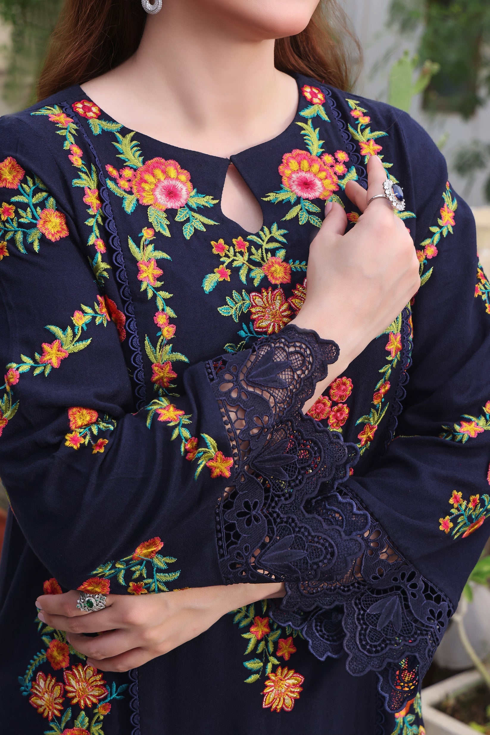 ASIM JOFA-3PC DHANAK EMBROIDERED SHIRT WITH COURTRAI PRINTED SHAWL & TROUSER-BIC-4316