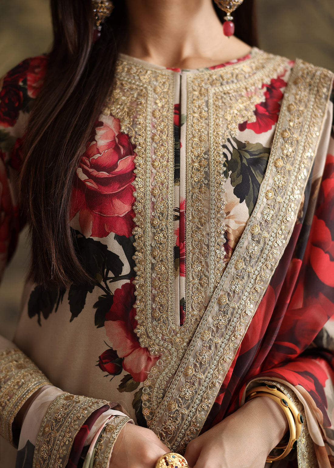 ZAINAB CHOTANI-3PC SHAMOZ SILK PRINT EMBROIDERED SHIRT WITH SOFT SILK PRINT EMBROIDERED DUPATTA & EMB SILK TROUSER BIC-1706