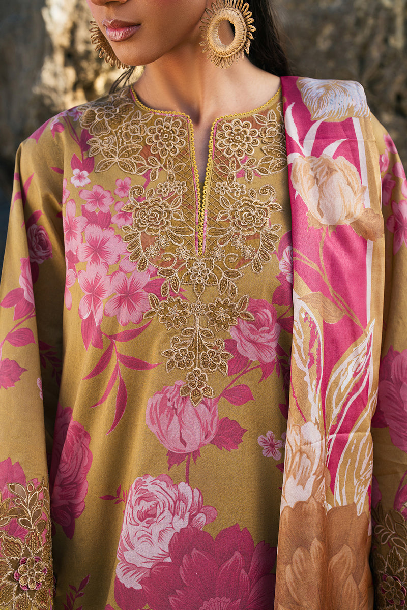 BAROQUE-3PC KHADDAR PRINTED EMB SHIRT WITH KHADDAR PRINTED DUPATTA AND PRINT TROUSER-BIC-2622