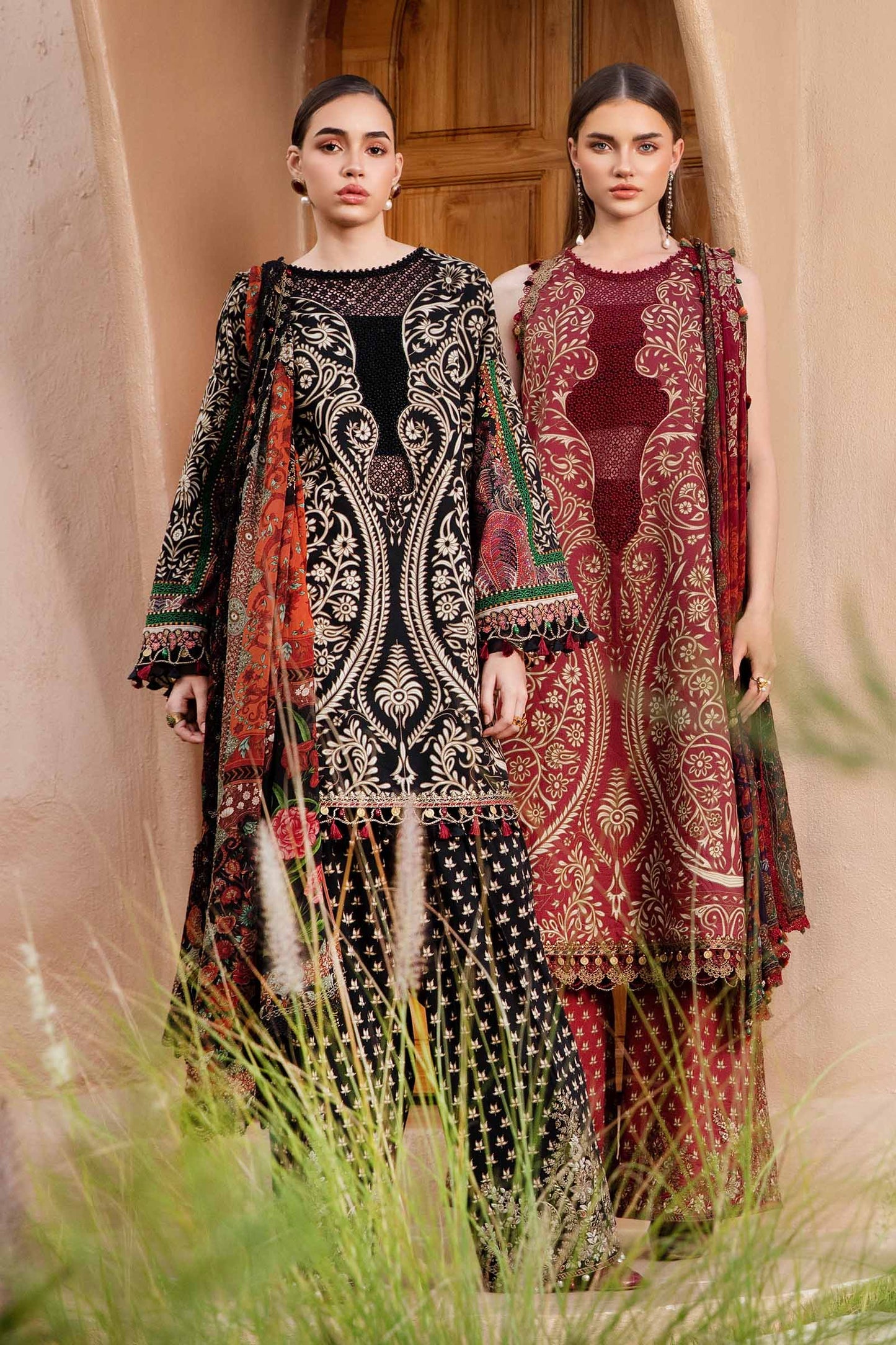 MARIA.B-3PC LAWN EMBROIDERED PRINTED SHIRT WITH CHIFFON PRINT DUPATTA AND PRINT TROUSER-BIC-2517