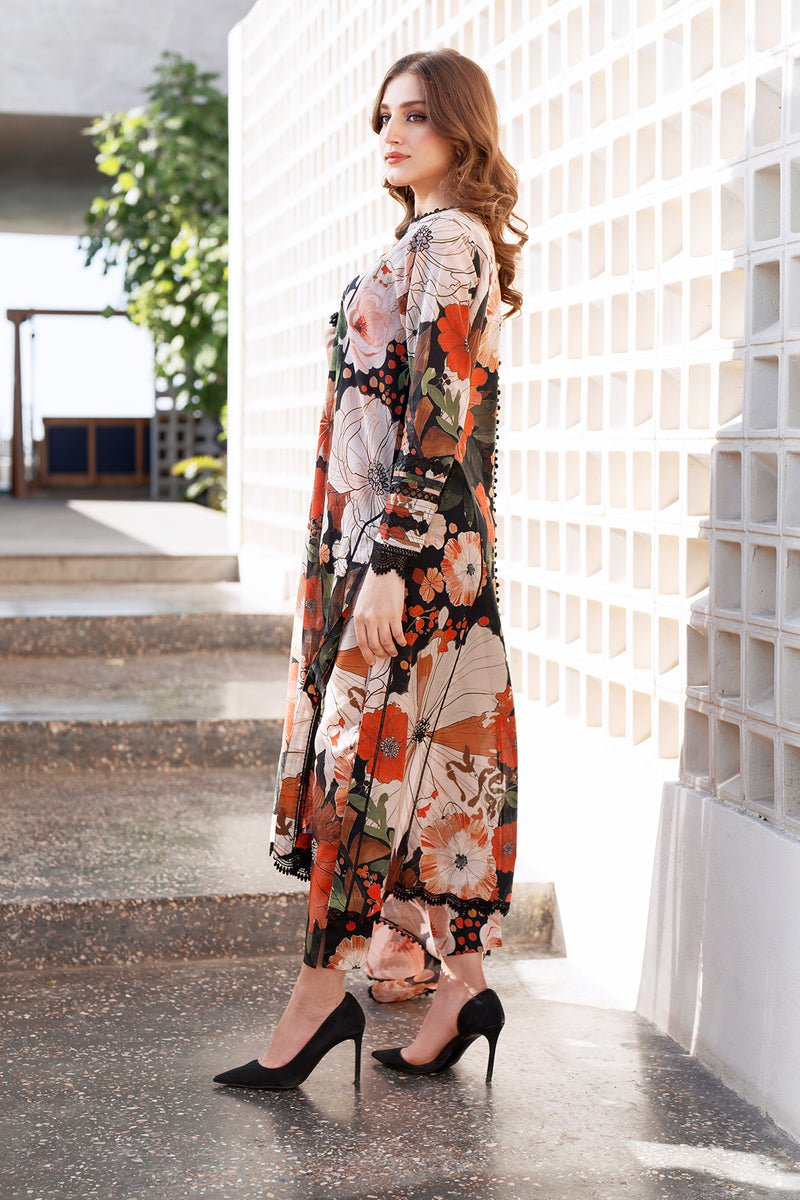 BAROQUE-3PC KHADDAR PRINTED SHIRT WITH KHADDAR PRINTED DUPATTA AND PRINT TROUSER-BIC-2623