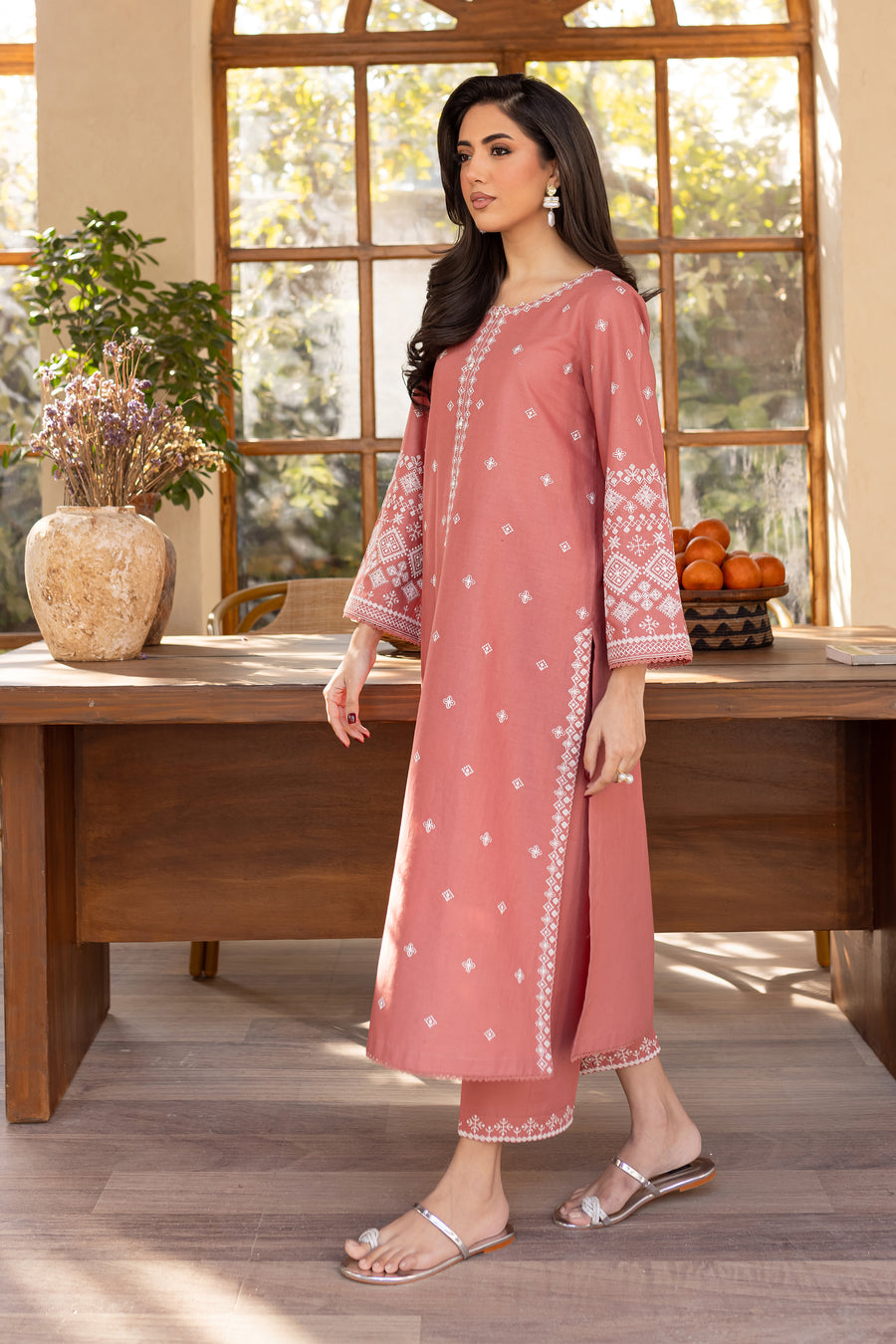 BATIK-2PC LAWN EMBROIDRED SHIRT WITH LAWN EMBROIDRED SLEEVES-BIC-3453
