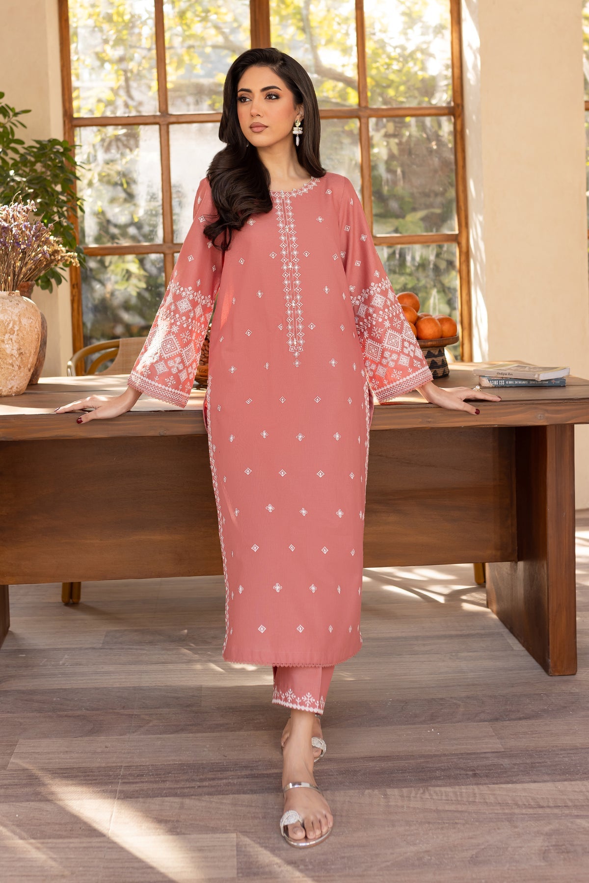 BATIK-2PC LAWN EMBROIDRED SHIRT WITH LAWN EMBROIDRED SLEEVES-BIC-3453