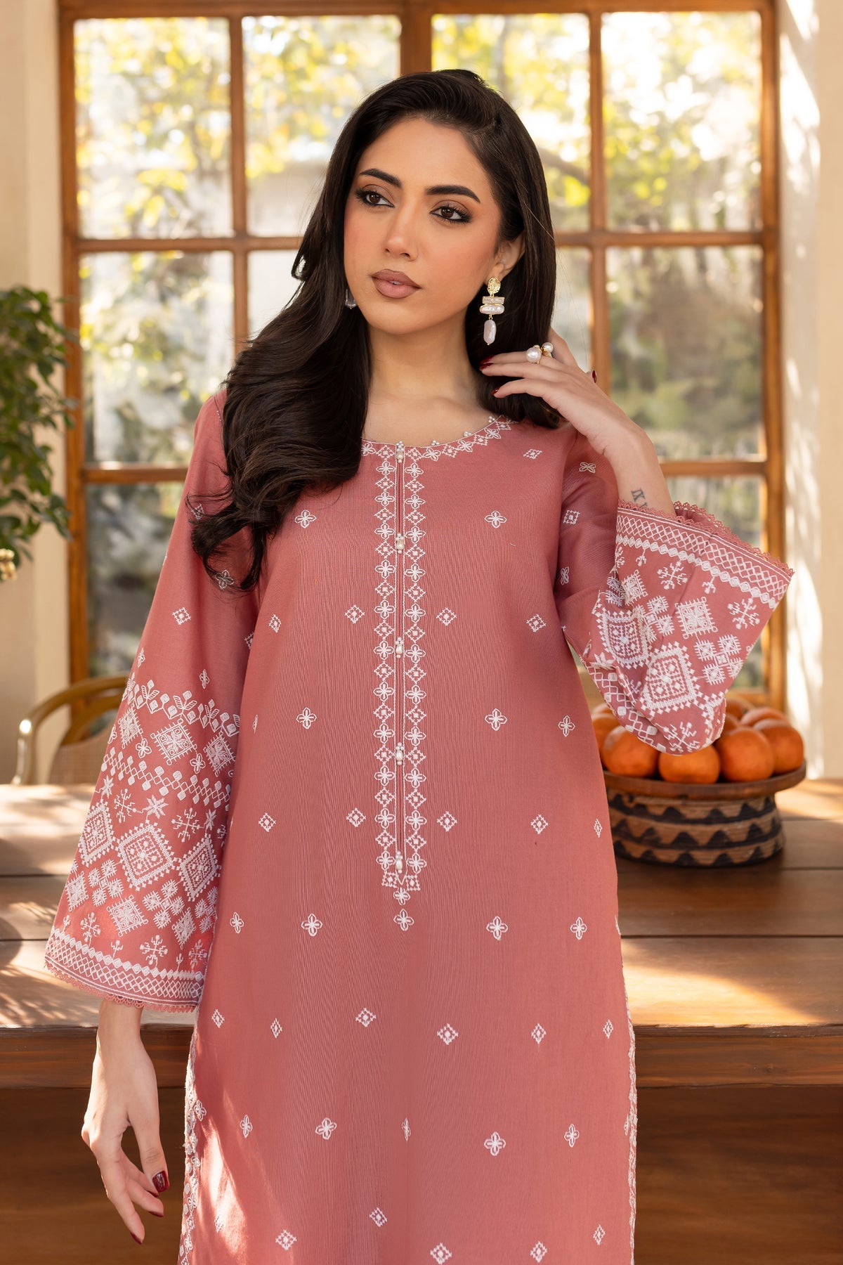BATIK-2PC LAWN EMBROIDRED SHIRT WITH LAWN EMBROIDRED SLEEVES-BIC-3453