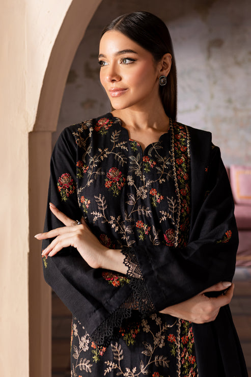 BAREEZE-3PC DHANAK EMBROIDERED SHIRT WITH DHANAK EMBROIDERED SHAWL & TROUSER-BIC-4227