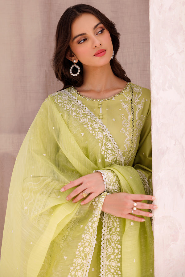 SAPPHIRE-3PC LAWN EMBROIDERED SHIRT WITH ORGANZA EMBROIDERED DUPATTA AND LAWN TROUSER-BIC-3697