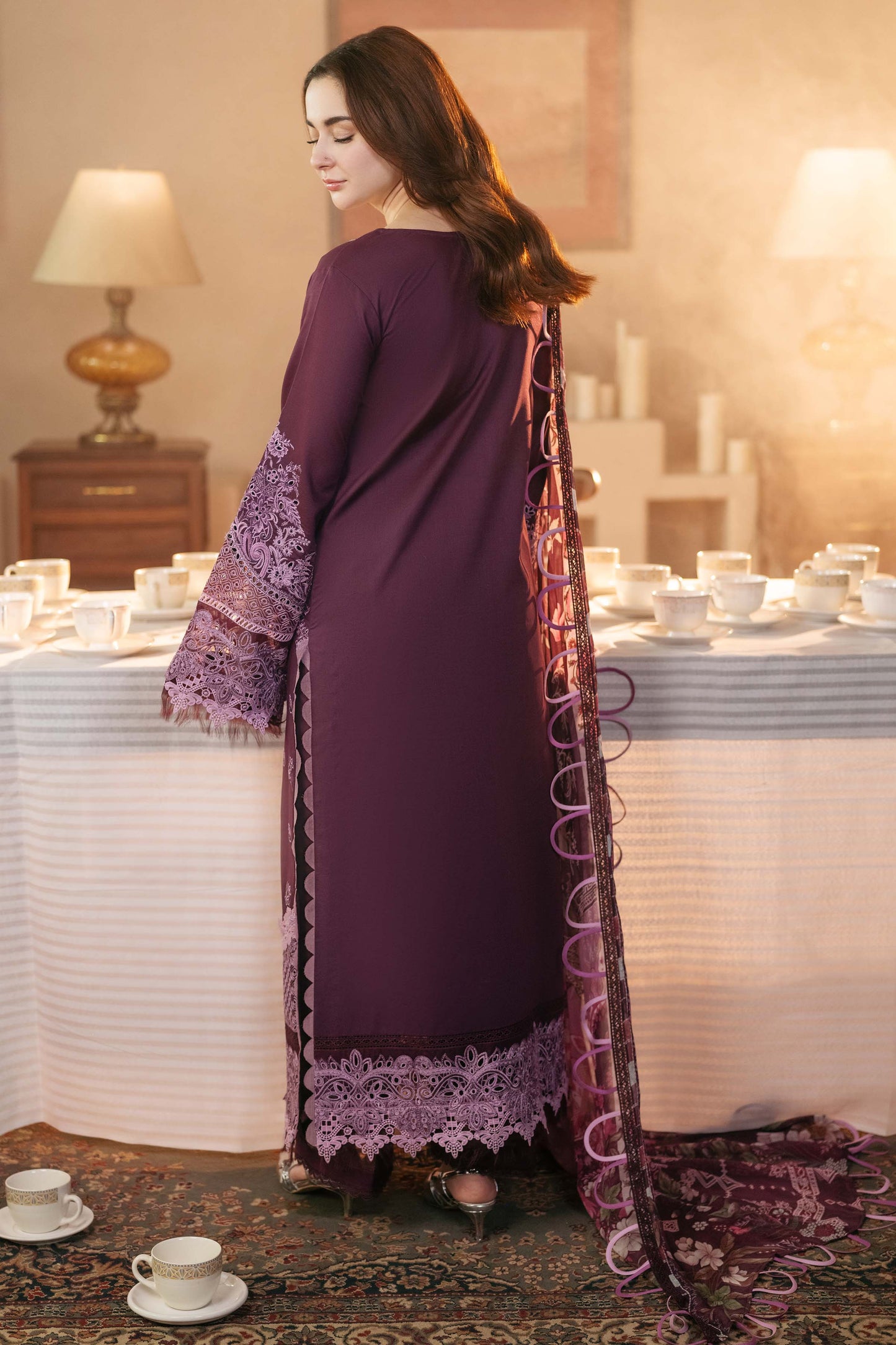 JADE-3PC DHANAK SEQUENCE EMBROIDERED SHIRT WITH DHANAK EMBROIDERED SHAWL & DHANAK TOUSER-BIC-4152