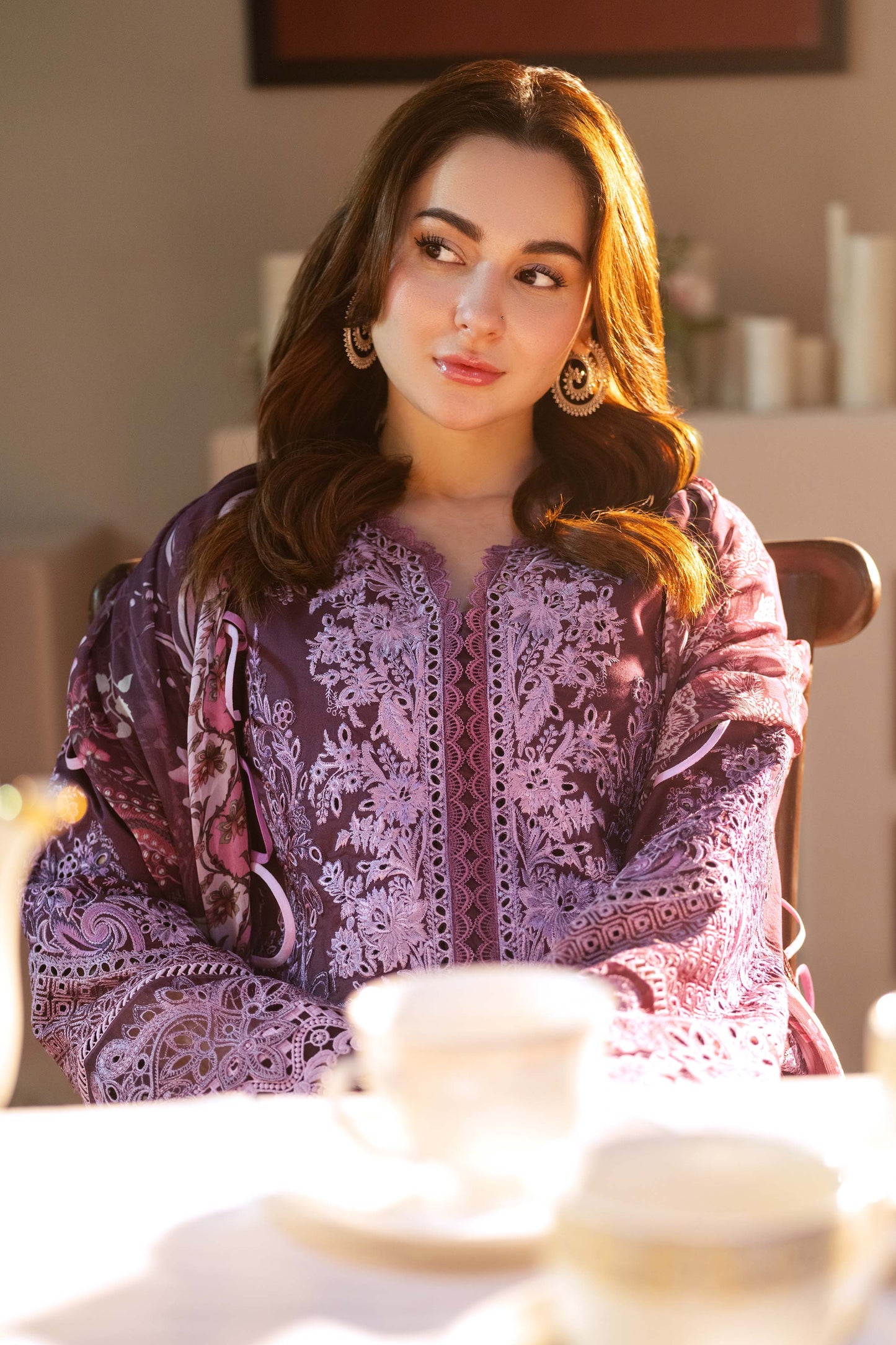 JADE-3PC DHANAK SEQUENCE EMBROIDERED SHIRT WITH DHANAK EMBROIDERED SHAWL & DHANAK TOUSER-BIC-4152