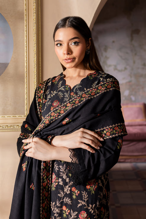 BAREEZE-3PC DHANAK EMBROIDERED SHIRT WITH DHANAK EMBROIDERED SHAWL & TROUSER-BIC-4227