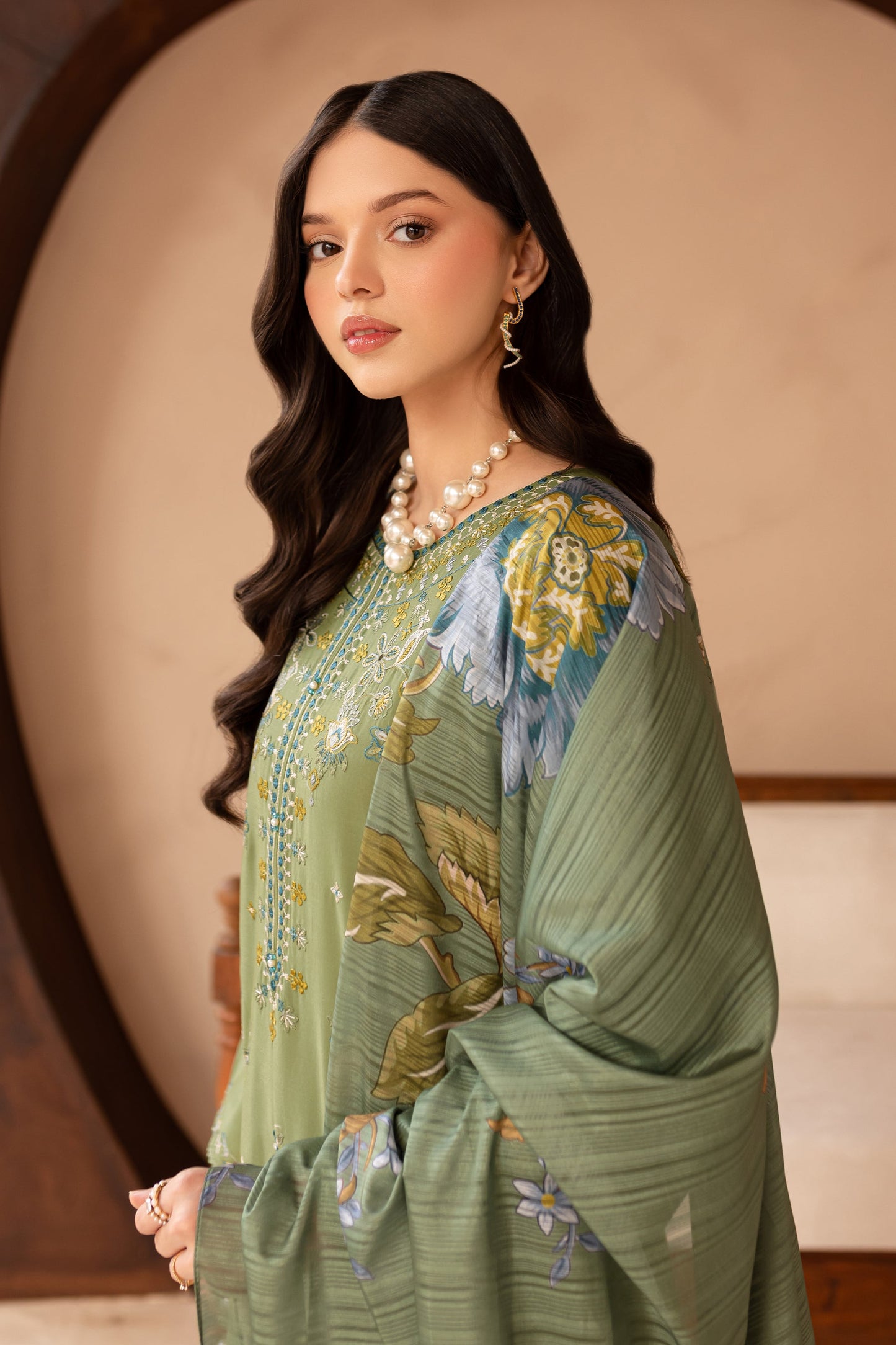 BATIK-3PC LAWN EMBROIDERED SHIRT WITH MONARK PRINT DUPATTA AND EMB TROUSER-BIC-3700