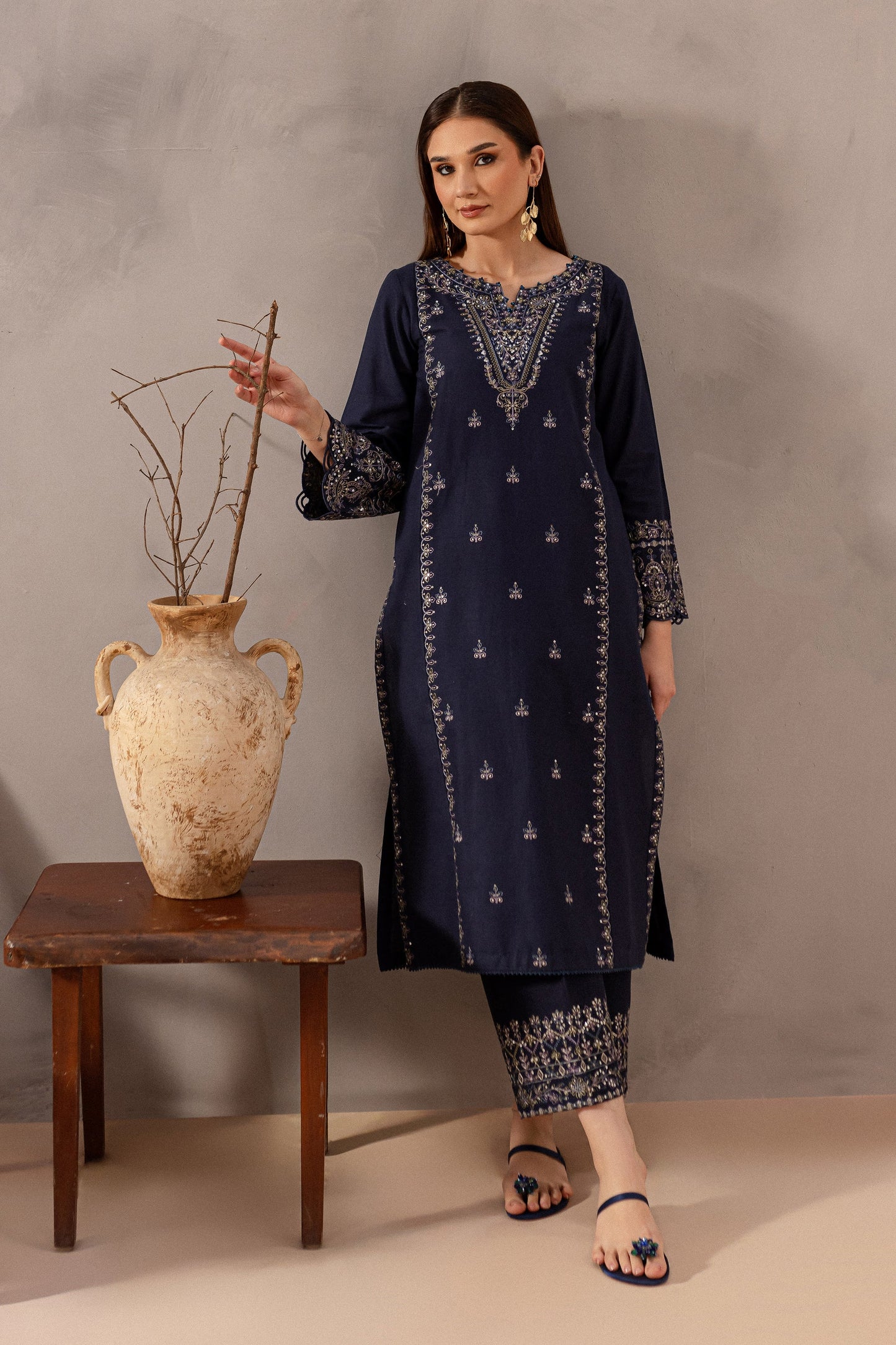 BATIK-2PC SEQUIN LAWN EMBROIDERED SHIRT WITH SEQUIN LAWN EMBROIDERED TROUSER-BIC-3475