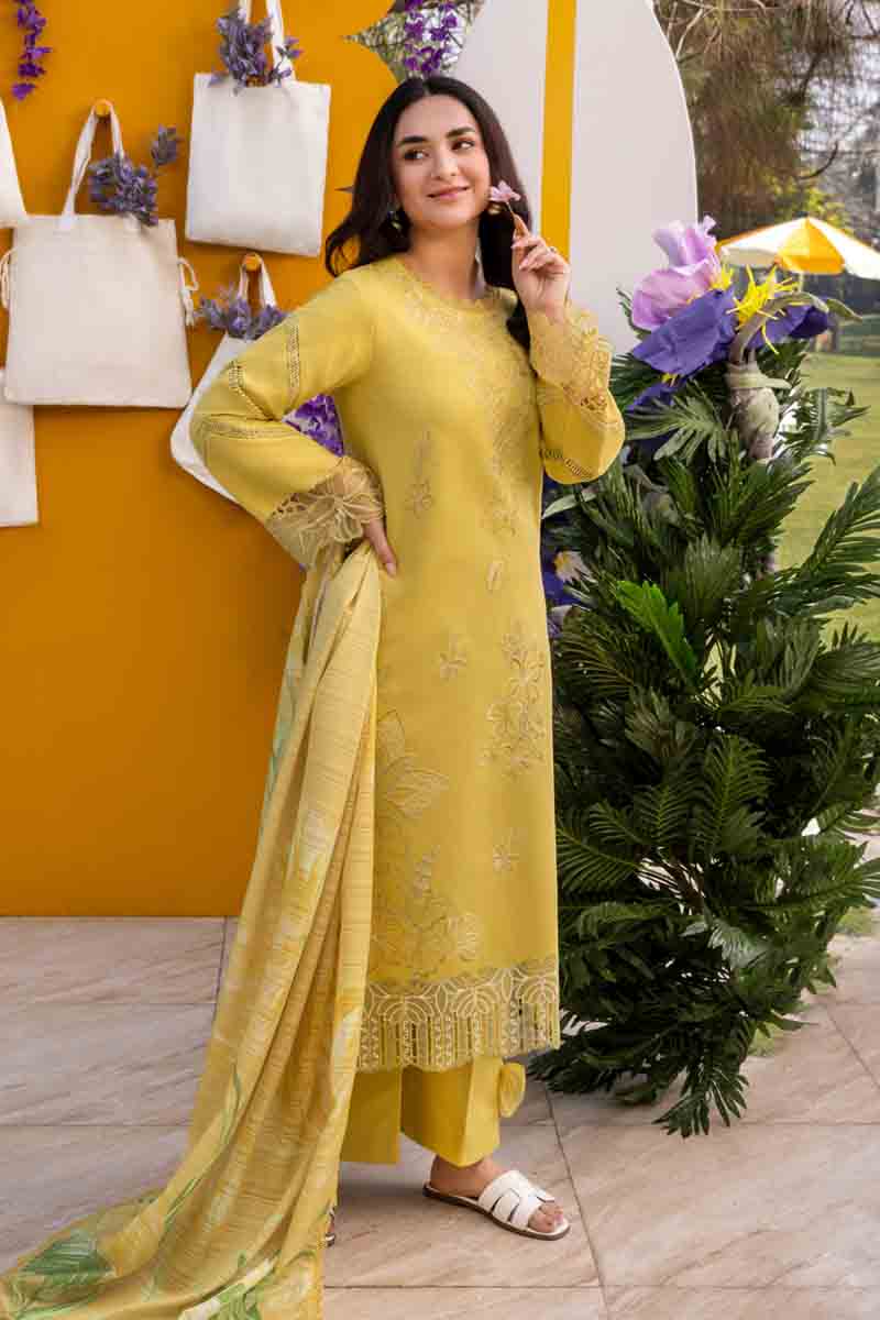 RANG RASIYA-3PC LAWN EMBROIDERED SHIRT WITH MONARK PRINT DUPATTA AND TROUSER-BIC-3701