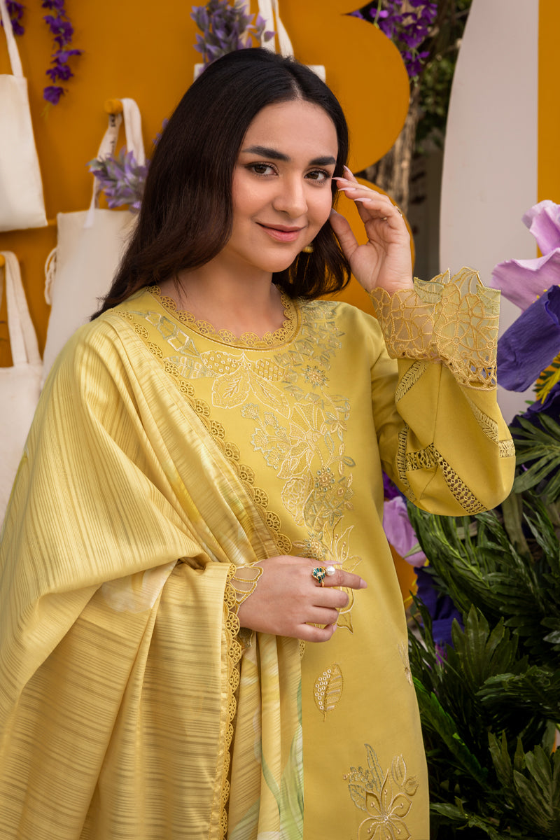 RANG RASIYA-3PC LAWN EMBROIDERED SHIRT WITH MONARK PRINT DUPATTA AND TROUSER-BIC-3701