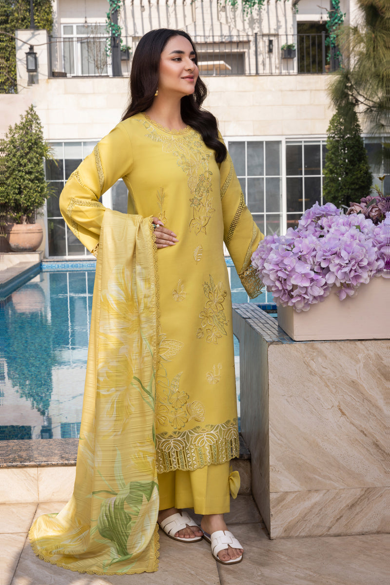 RANG RASIYA-3PC LAWN EMBROIDERED SHIRT WITH MONARK PRINT DUPATTA AND TROUSER-BIC-3701