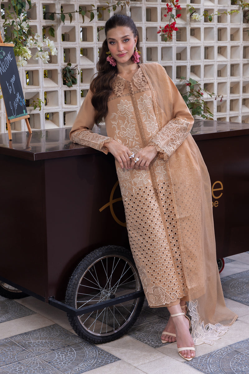 RANG RASIYA-3PC LAWN EMBROIDERED SHIRT WITH KHAADI NET EMBROIDRERD DUPATTA & TROUSER-BIC-3784
