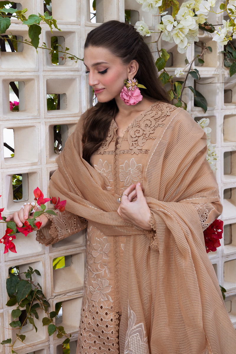 RANG RASIYA-3PC LAWN EMBROIDERED SHIRT WITH KHAADI NET EMBROIDRERD DUPATTA & TROUSER-BIC-3784