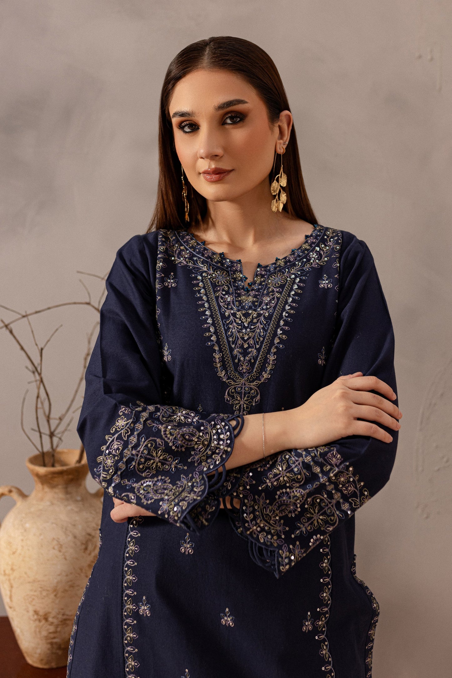 BATIK-2PC SEQUIN LAWN EMBROIDERED SHIRT WITH SEQUIN LAWN EMBROIDERED TROUSER-BIC-3475