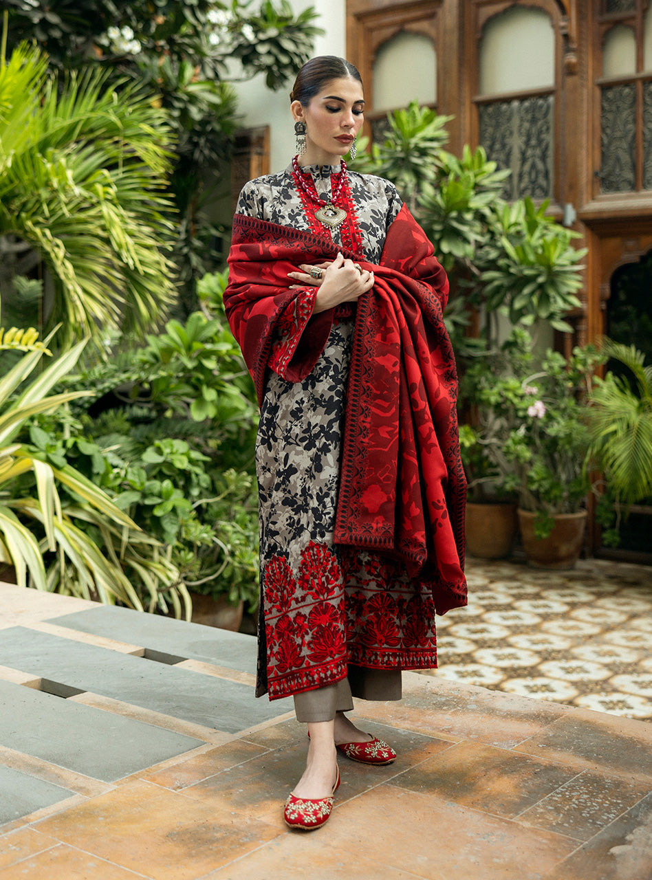 ZAINAB CHOTTANI-3PC LAWN EMBROIDERED PRINTED SHIRT WITH LAWN PRINT DUPATTA AND PRINT TROUSER-BIC-