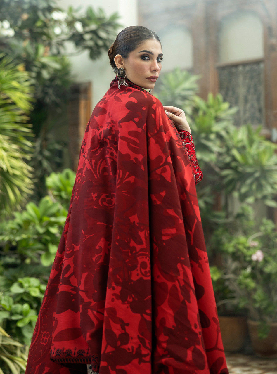 ZAINAB CHOTTANI-3PC LAWN EMBROIDERED PRINTED SHIRT WITH LAWN PRINT DUPATTA AND PRINT TROUSER-BIC-