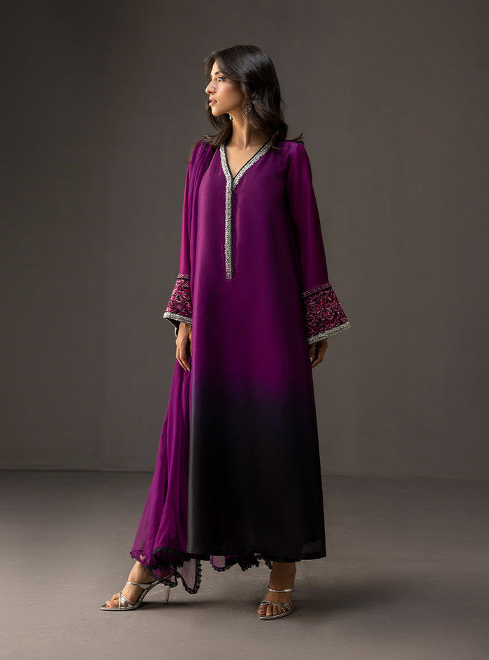 ZAINAB CHOTANI-3PC SHAMOZ SILK PRINT EMBROIDERED SHIRT WITH SOFT SILK PRINT DUPATTA & SILK TROUSER BIC-1710