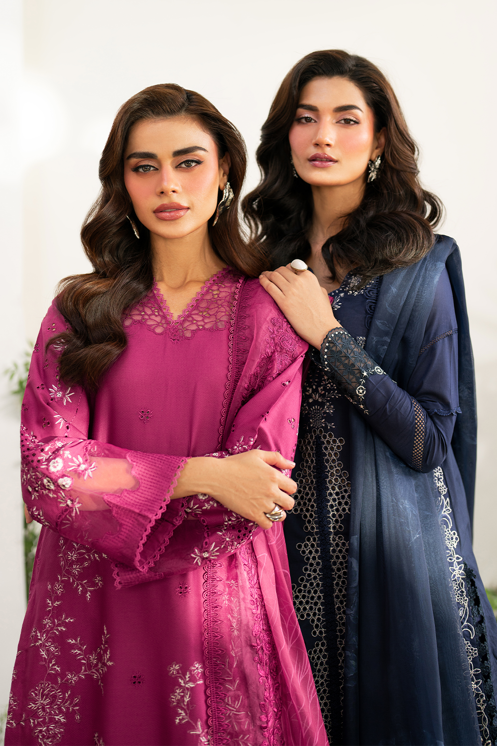 IZNIK-3PC DHANAK SEQUIN EMBROIDRED SHIRT WITH COURTRAI PRINTED EMB SHAWL AND TROUSER-BIC-4125
