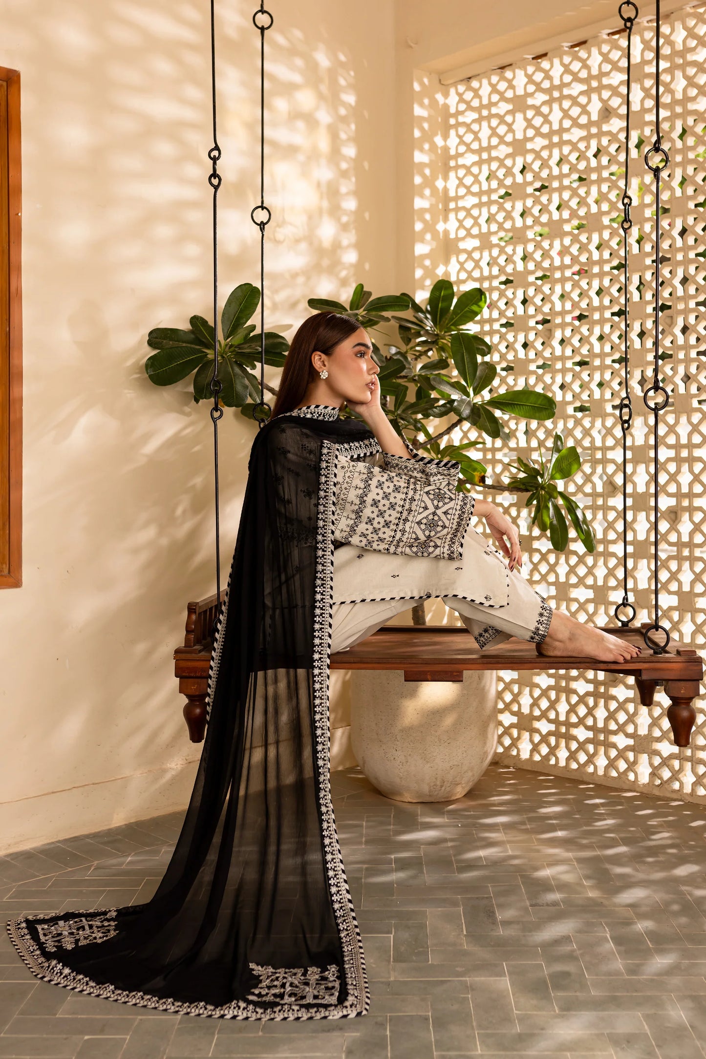 BATIK-3PC LAWN EMBROIDERED SHIRT WITH CHIFFON EMBROIDERED DUPATTA AND TROUSER-BIC-3689