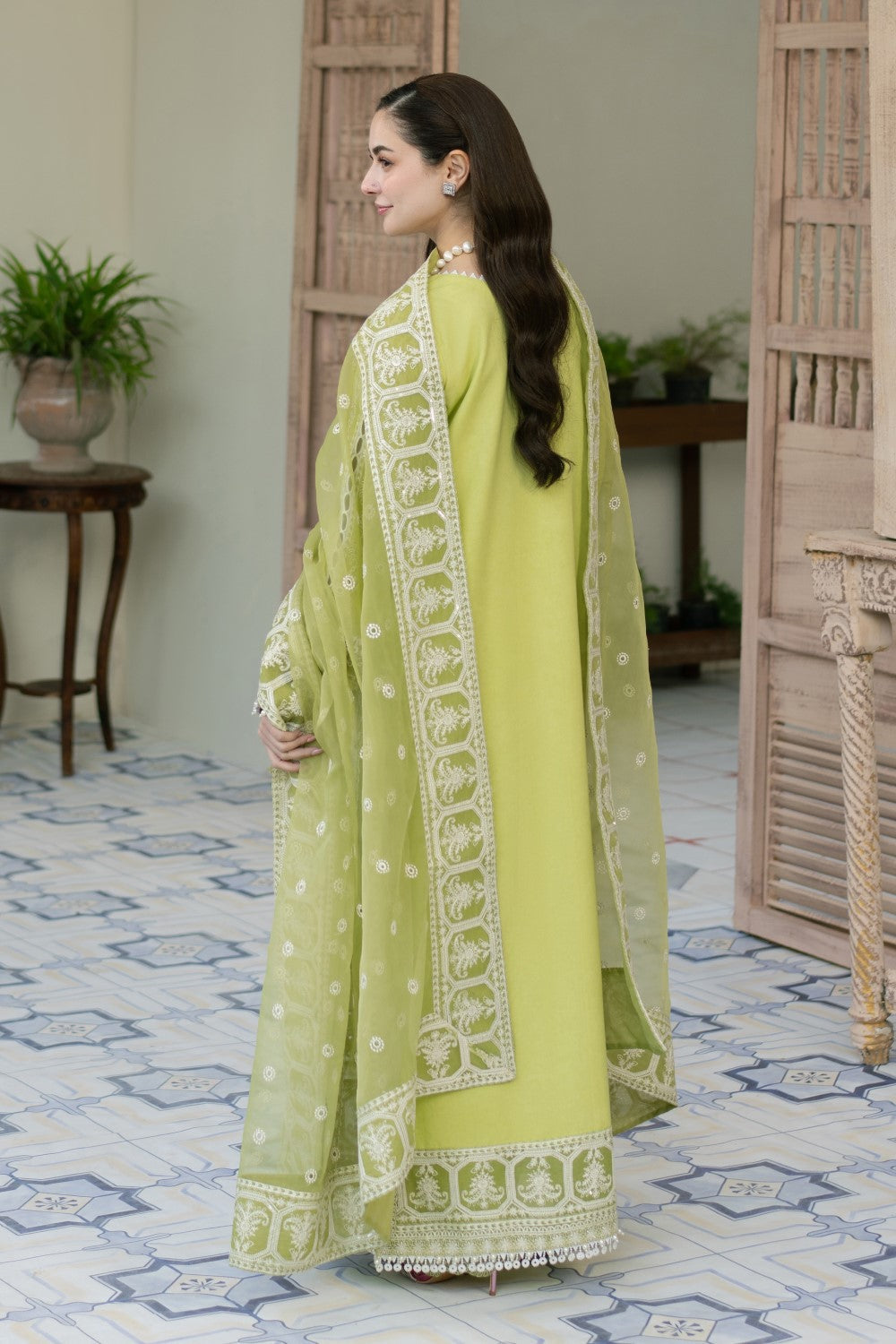 MARYAM & MARIA-3PC LAWN EMBROIDERED SHIRT WITH ORGANZA EMBROIDERED DUPATTA & TROUSER-BIC-3775