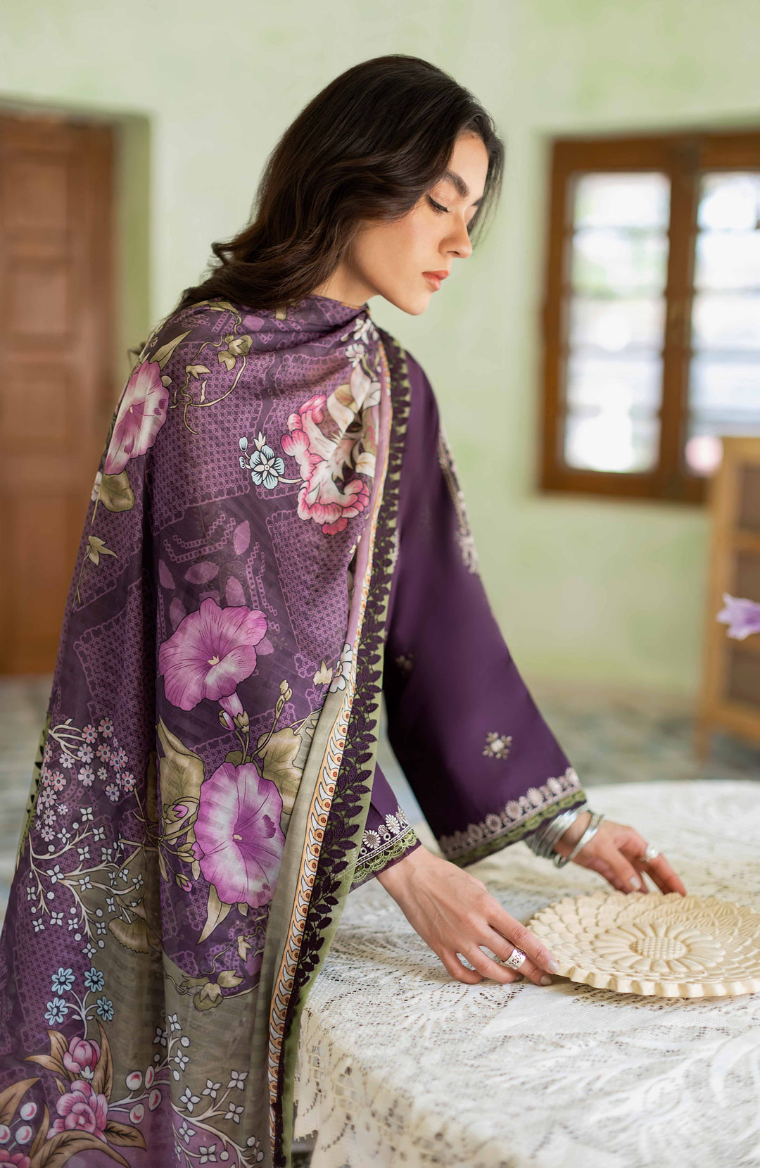 SERAN- 3PC LAWN EMBROIDERED SHIRT MONARK PRINTED DUPATTA AND TROUSER-BIC-2824