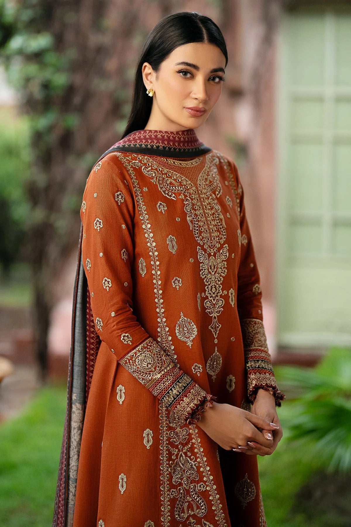 JAZMIN-3PC LAWN EMBROIDERED SHIRT WITH MONARK PRINTED DUPATTA AND TROUSER-BIC-3572