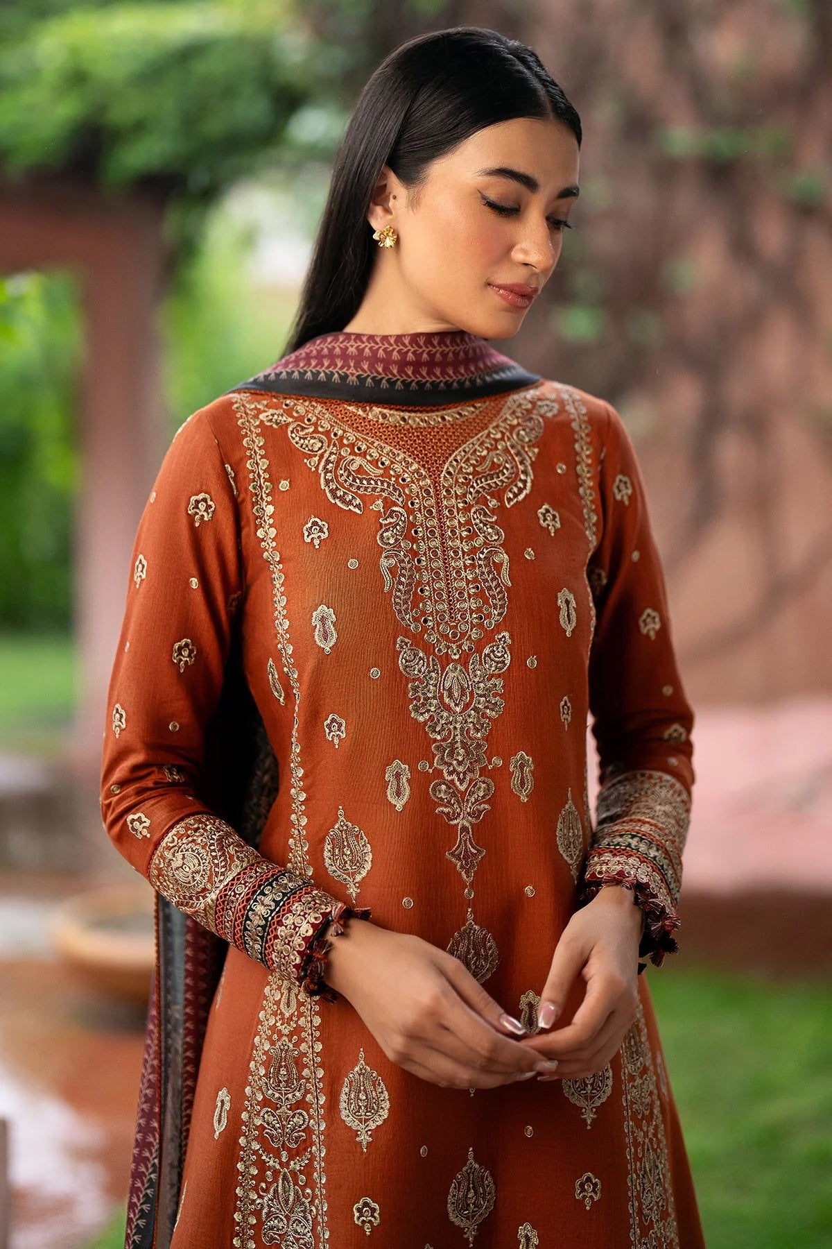 JAZMIN-3PC LAWN EMBROIDERED SHIRT WITH MONARK PRINTED DUPATTA AND TROUSER-BIC-3572