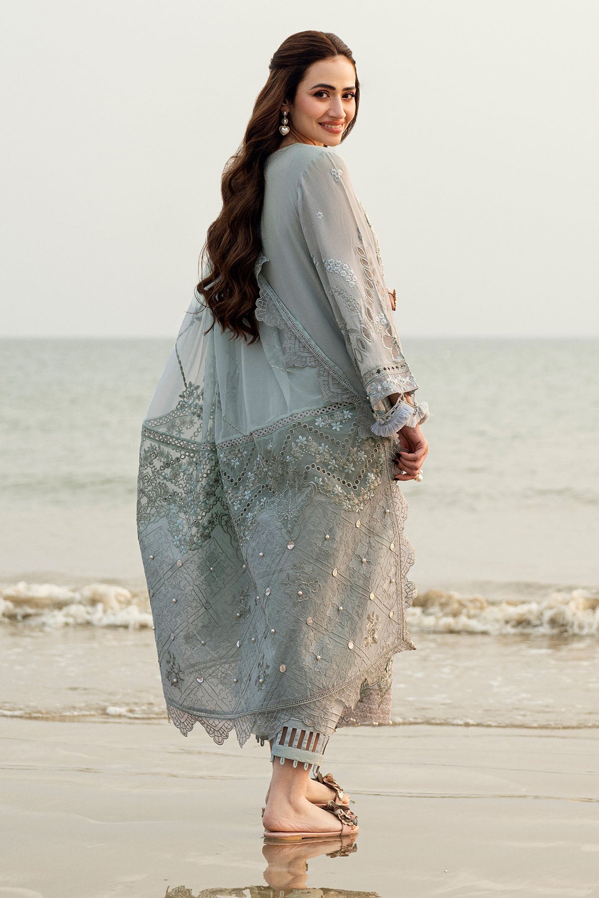 NUREH-3PC LAWN LASER EMBROIDERED SHIRT WITH MONARK EMBROIDERED DUPATTA-3691