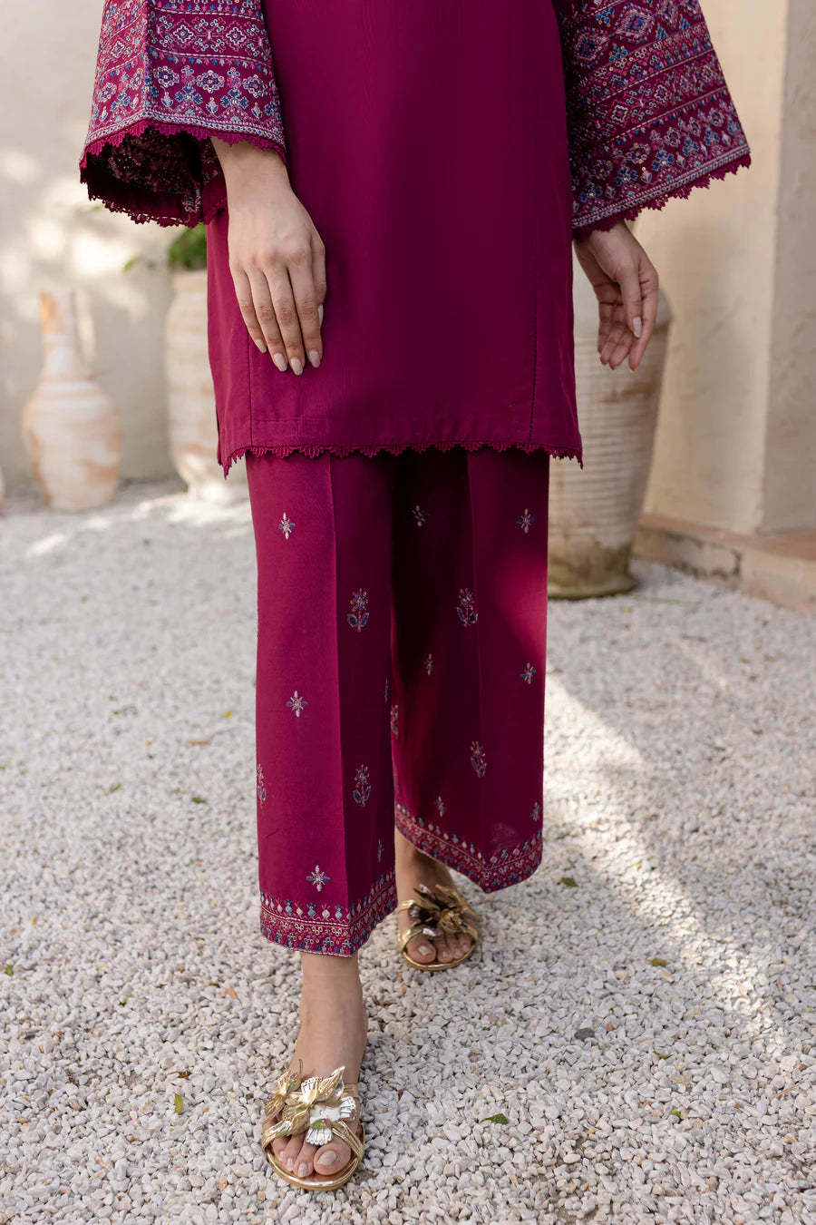 BATIK-2PC DHANAK SEQUENCE EMBROIDERED SHIRT WITH SEQUIN EMB TROUSER-BIC-116