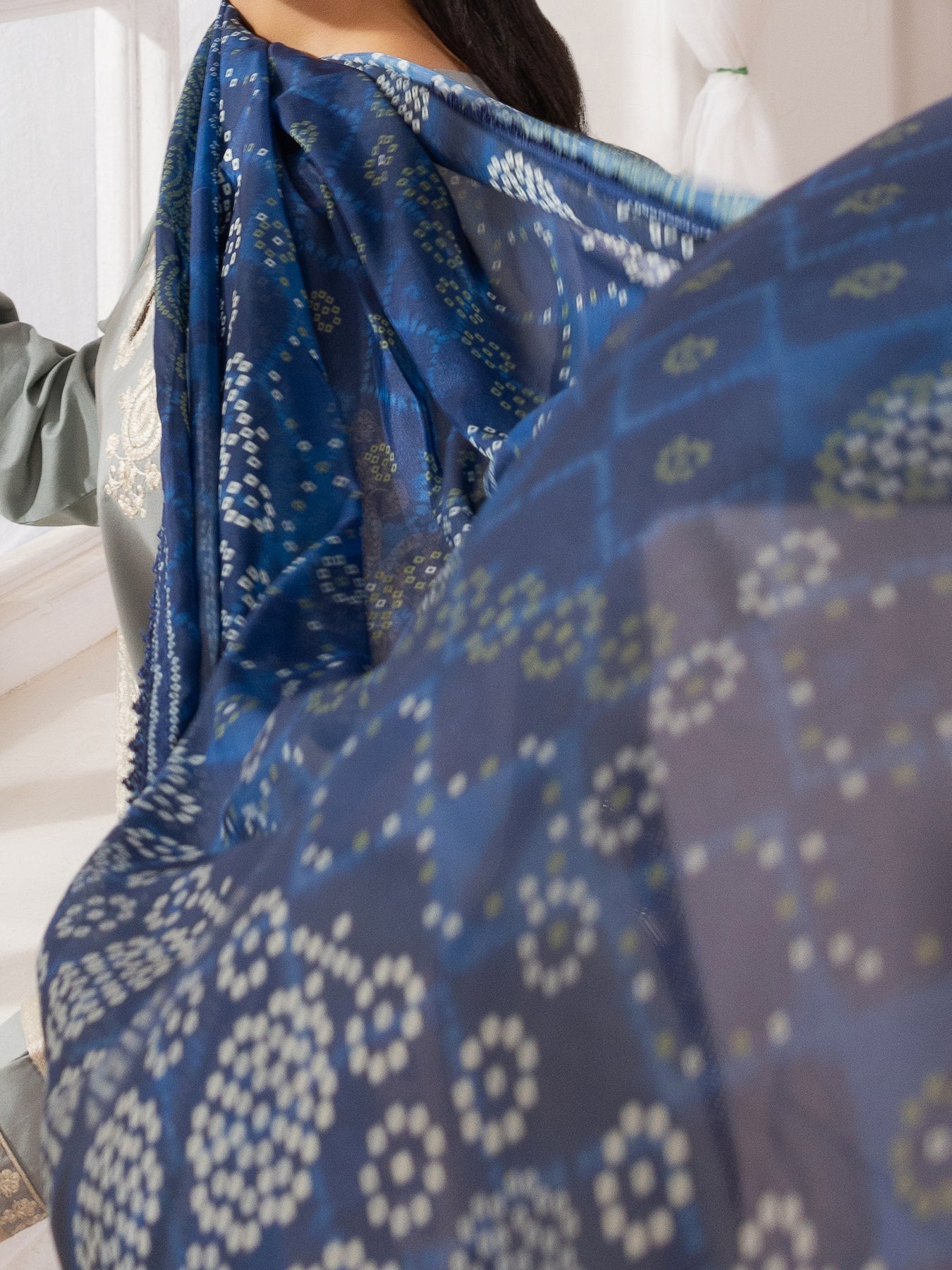 MOHAGNI-3PC LAWN EMBROIDERED SHIRT WITH MONARK PRINTED DUPATTA AND TROUSER-BIC-3741