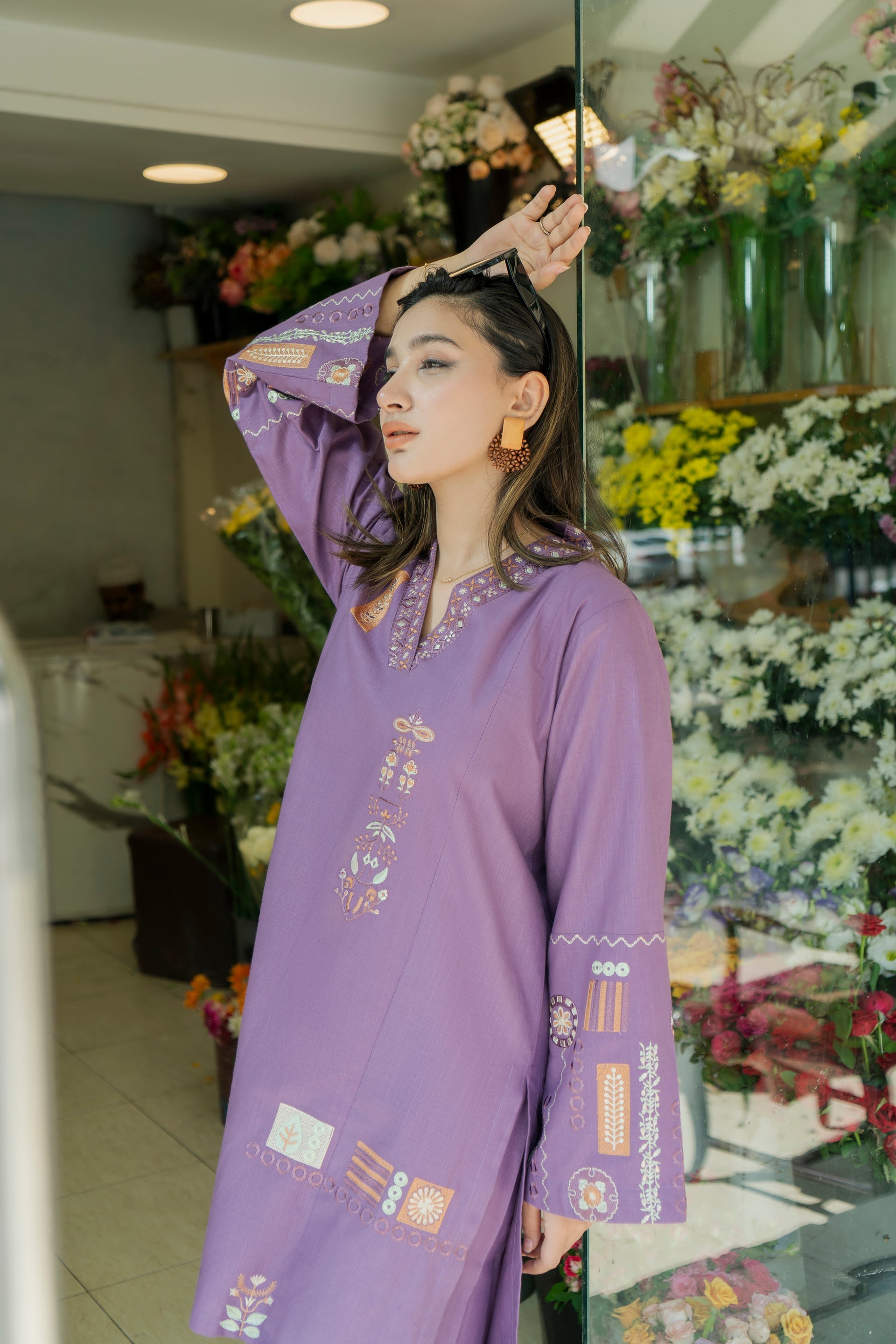 URGE-2PC DHANAK EMBROIDERED SHIRT WITH DHANAK EMBROIDRED TROUSER-BIC-137