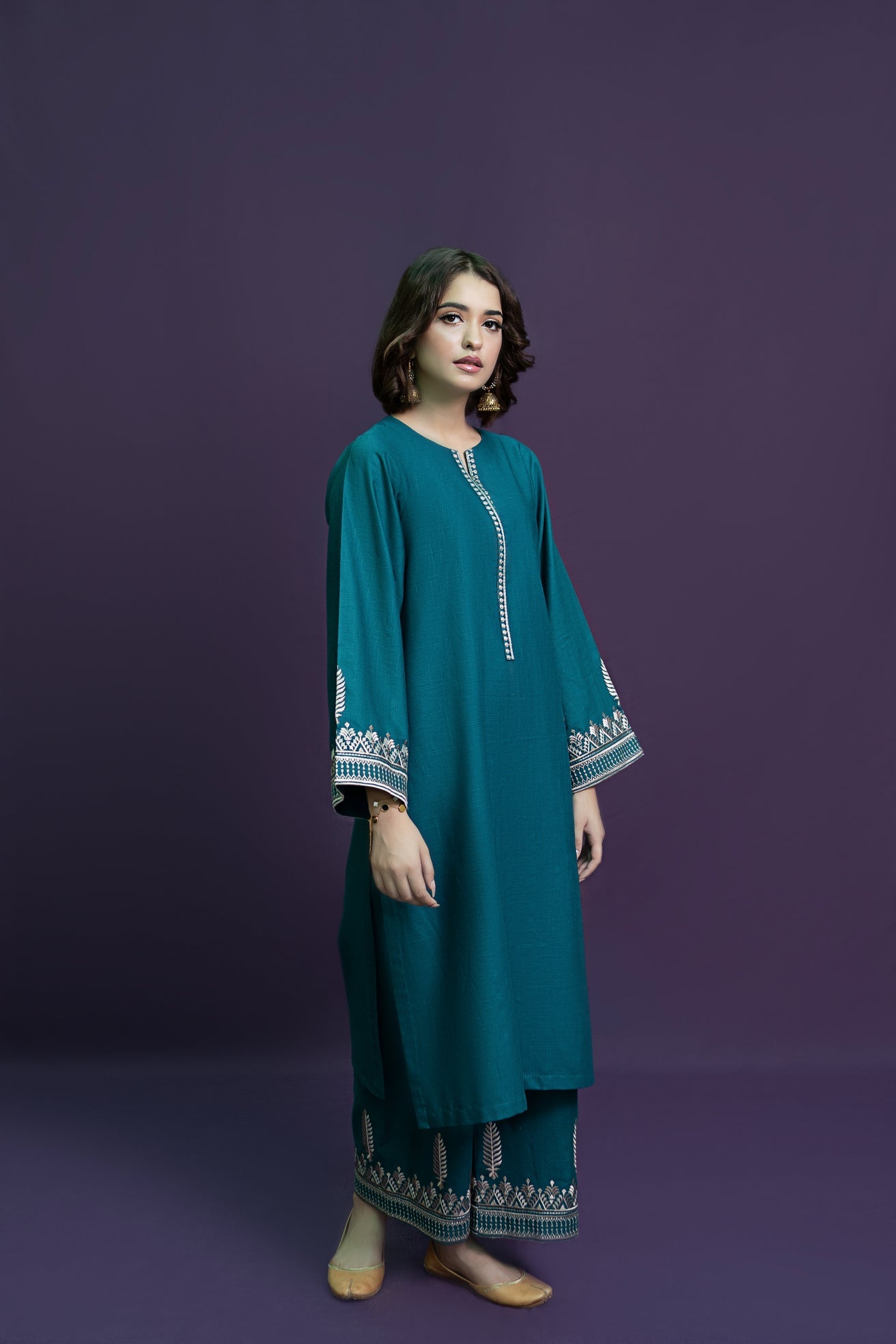 URGE-2PC DHANAK EMBROIDERED SHIRT AND EMBROIDRED TROUSER-BIC-113