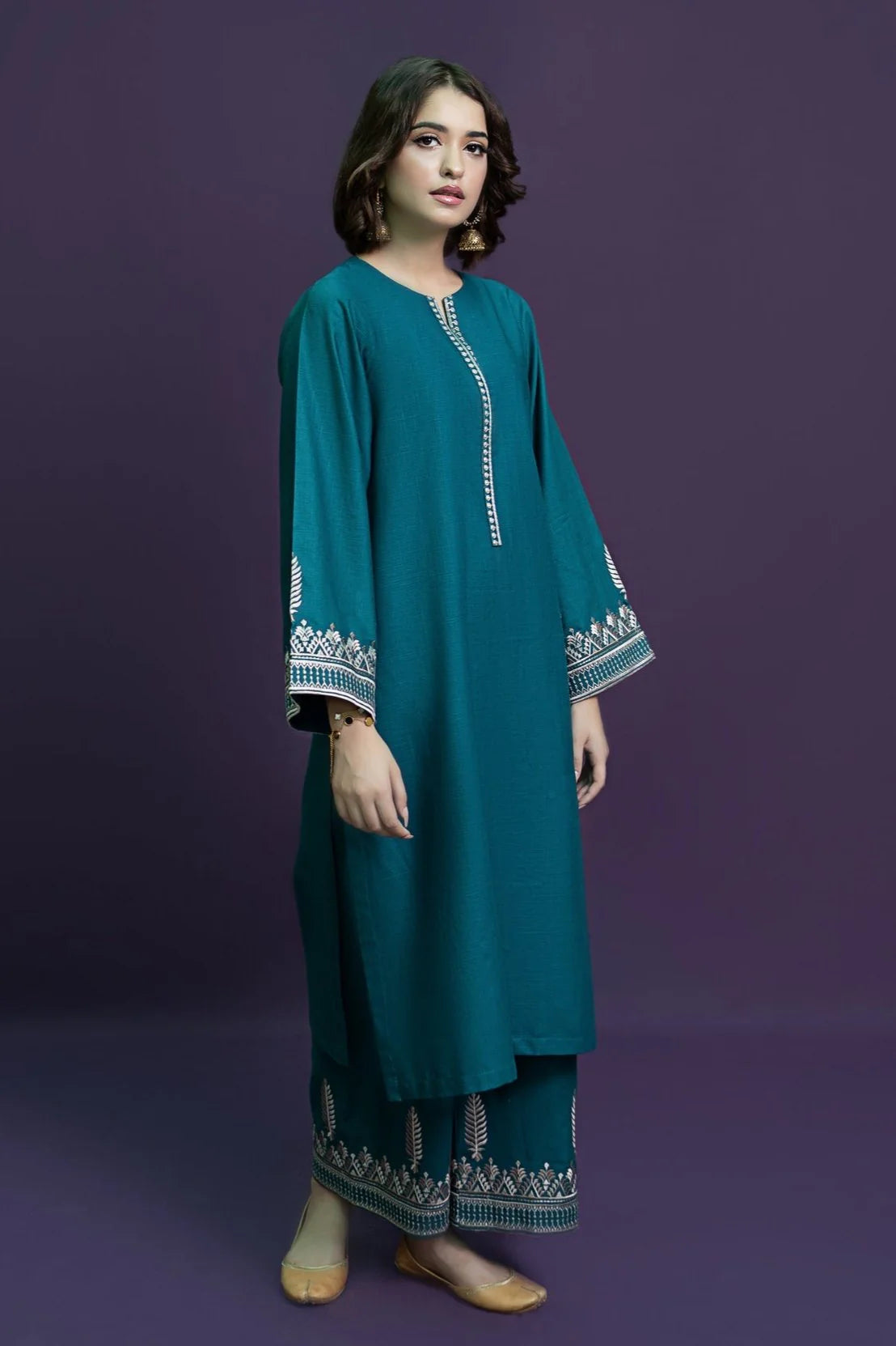 URGE-2PC DHANAK EMBROIDERED SHIRT AND EMBROIDRED TROUSER-BIC-113