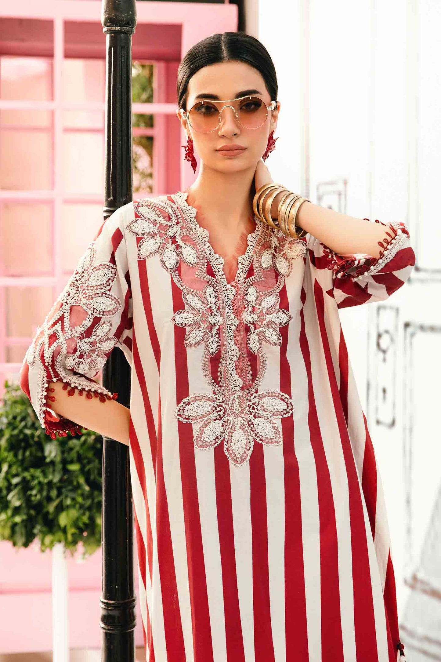 MARIA.B-3PC LAWN EMBROIDERED PRINTED SHIRT WITH CHIFFON PRINT DUPATTA AND PRINT TROUSER-BIC-