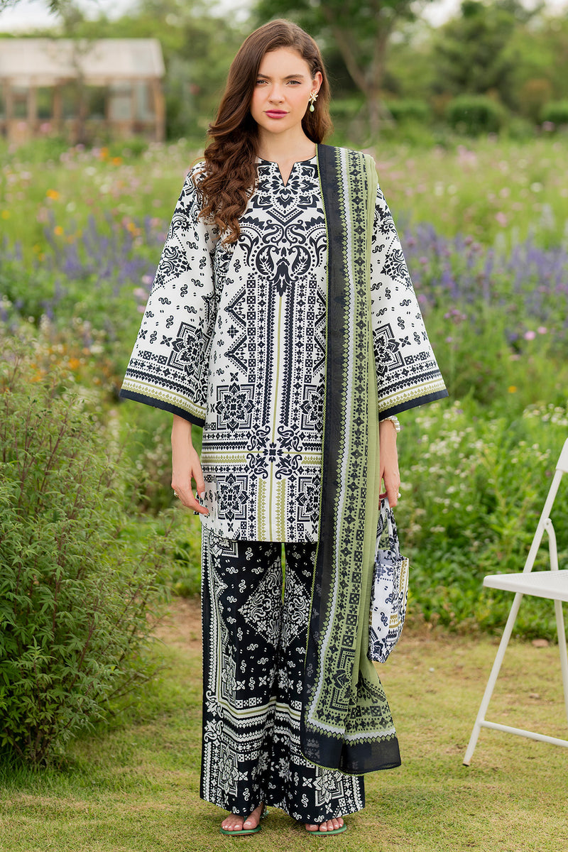 JAZMIN-3PC KHADDAR PRINTED SHIRT WITH KHADDAR PRINTED DUPATTA AND PRINTED TROUSER-BIC-2626