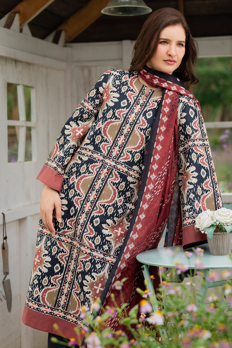 JAZMIN-3PC KHADDAR PRINTED SHIRT WITH KHADDAR PRINTED DUPATTA AND PRINTED TROUSER-BIC-2627