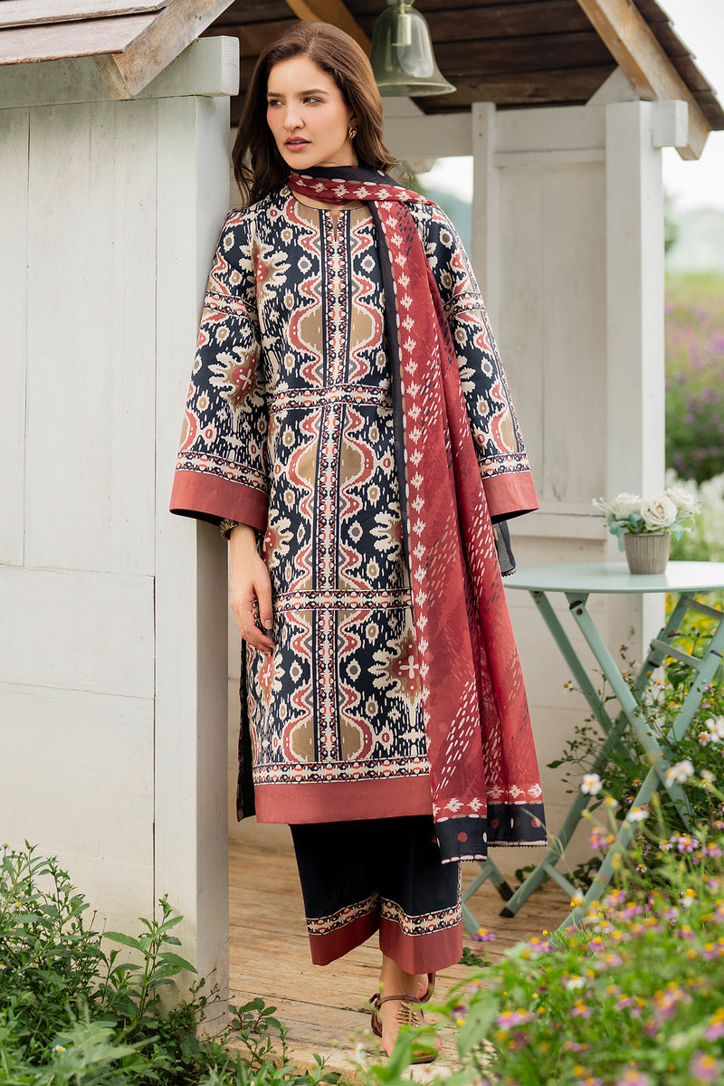 JAZMIN-3PC KHADDAR PRINTED SHIRT WITH KHADDAR PRINTED DUPATTA AND PRINTED TROUSER-BIC-2627