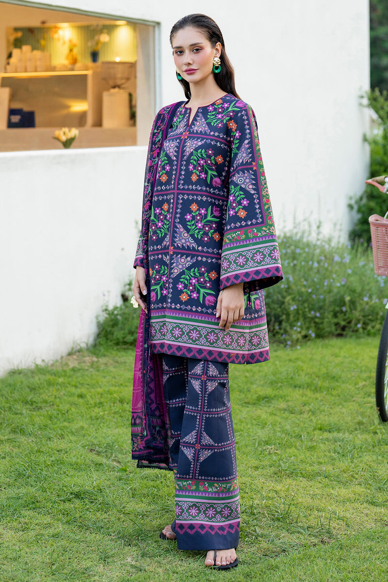 JAZMIN-3PC KHADDAR PRINTED SHIRT WITH KHADDAR PRINTED DUPATTA AND PRINTED TROUSER-BIC-2628