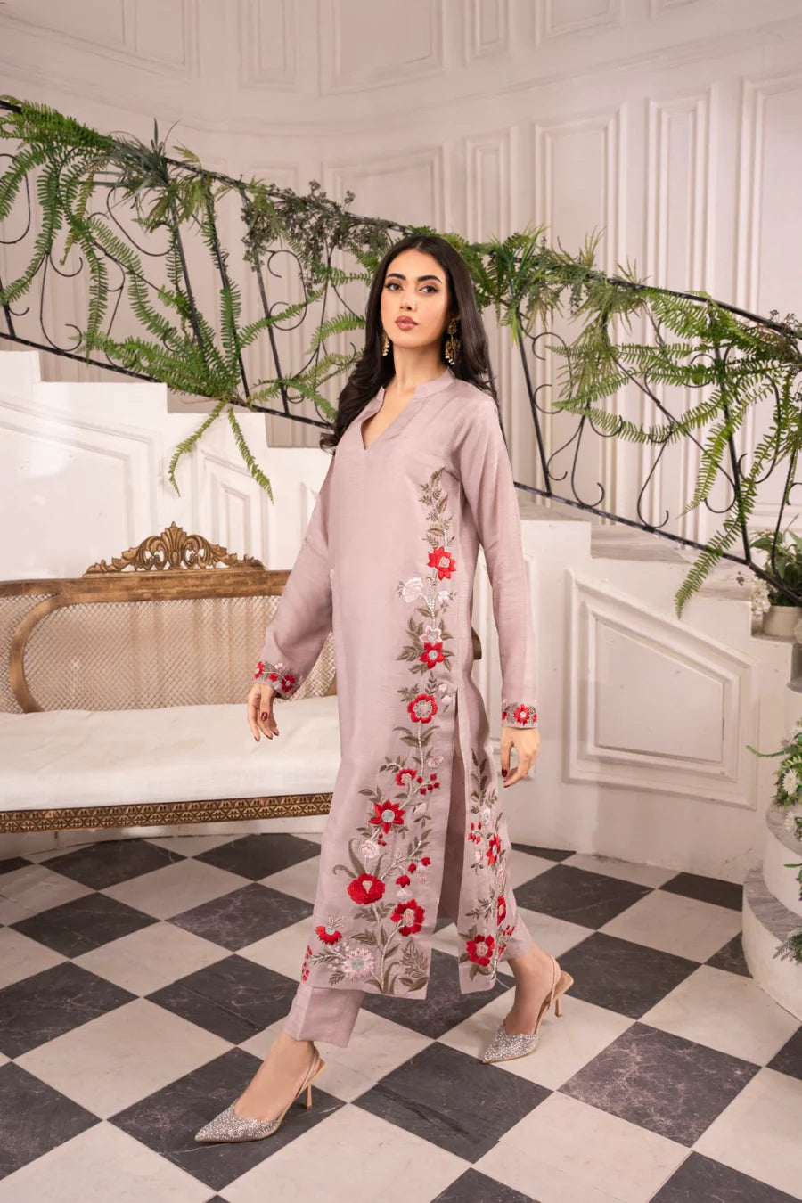MIRANA-3PC LAWN EMBROIDERED SHIRT WITH CHIFFON TYE & DYE DUPATTA AND TROUSER-BIC-3661
