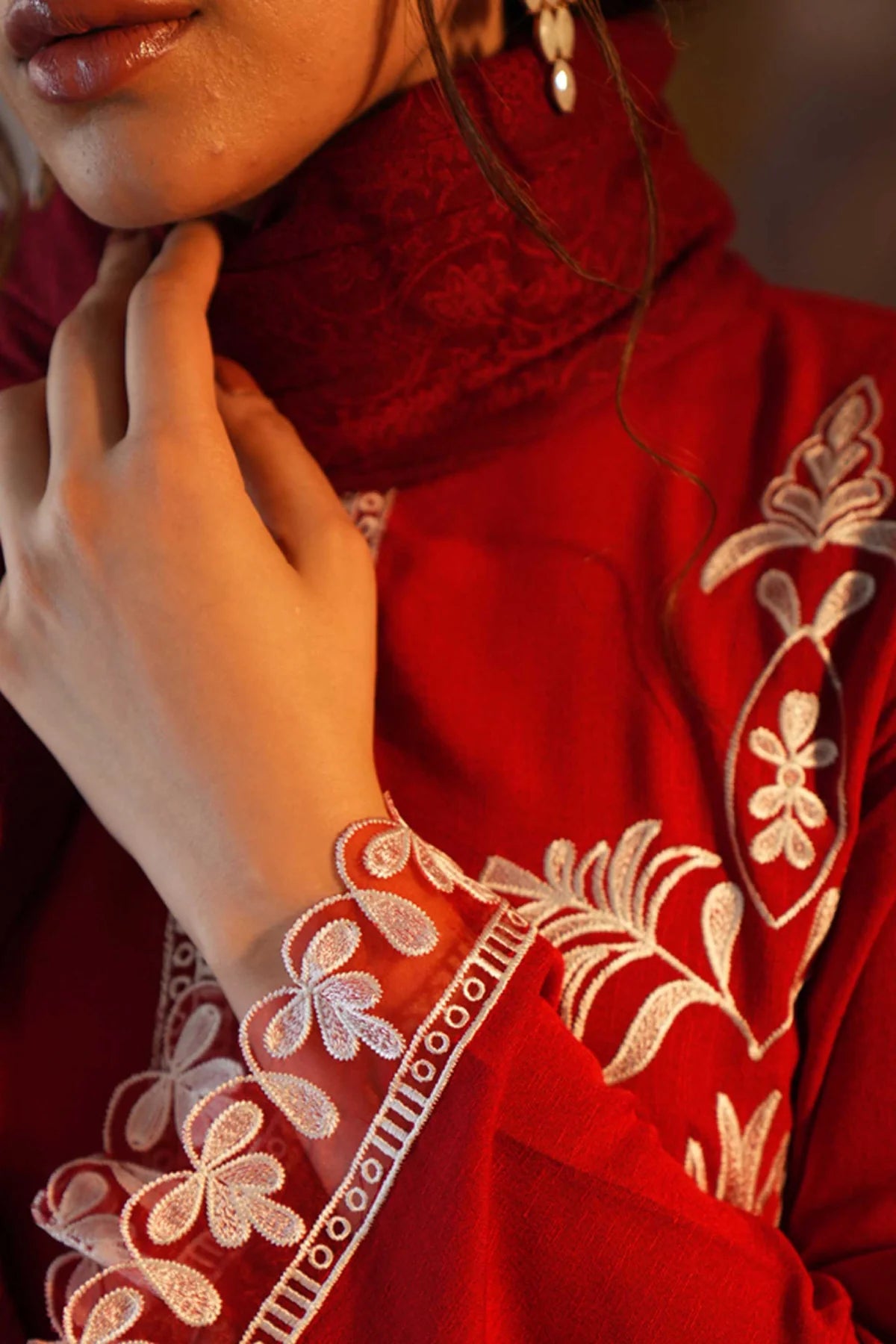 NATASHA KAMAL - 3PC DHANAK EMBROIDERED SHIRT WITH PRINTED WOOL PRINT SHAWL AND TROUSER-BIC-1223