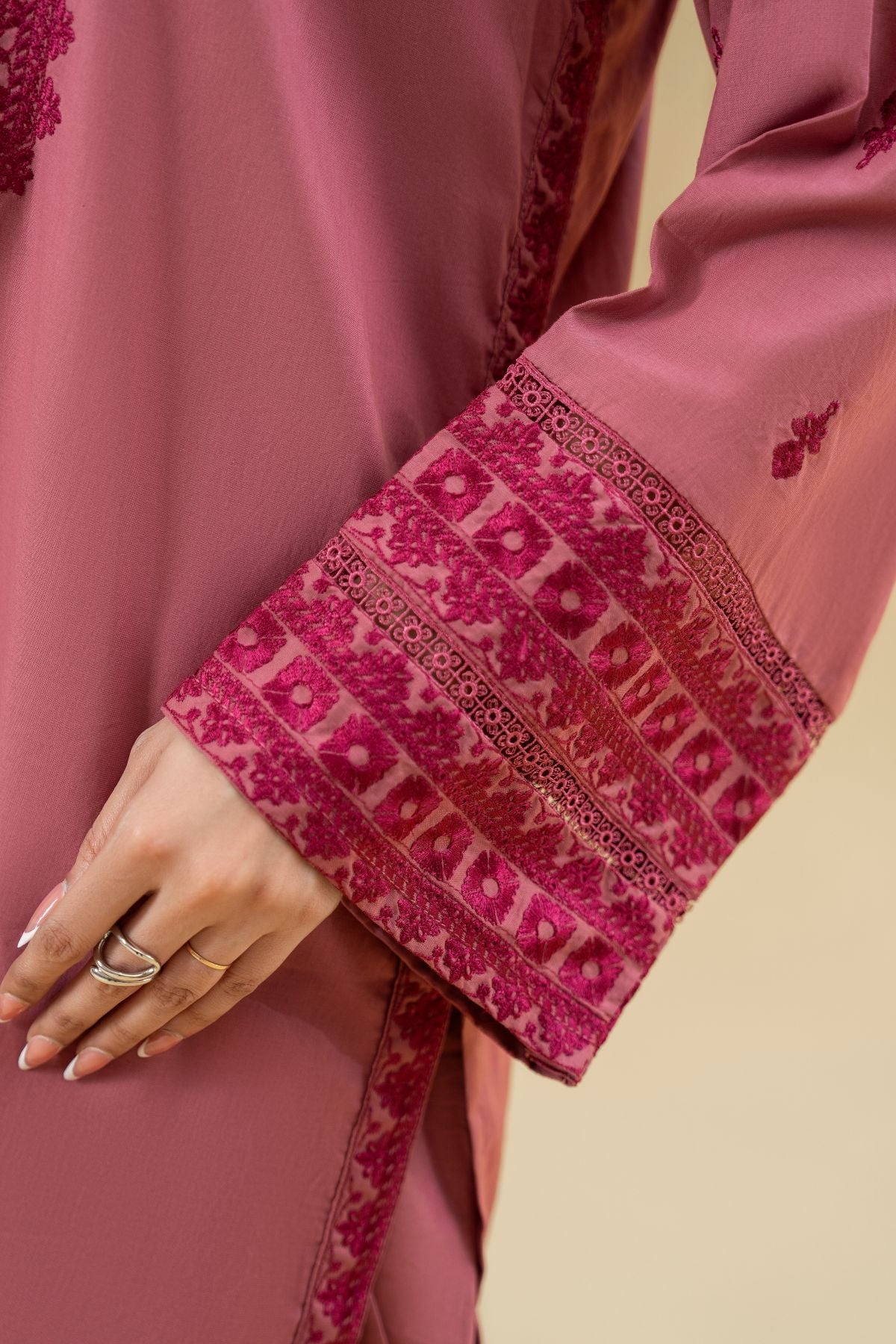 LAZULI-2PC KHADDAR EMBROIDRED SHIRT WITH KHADDAR EMB TROUSER-BIC-127