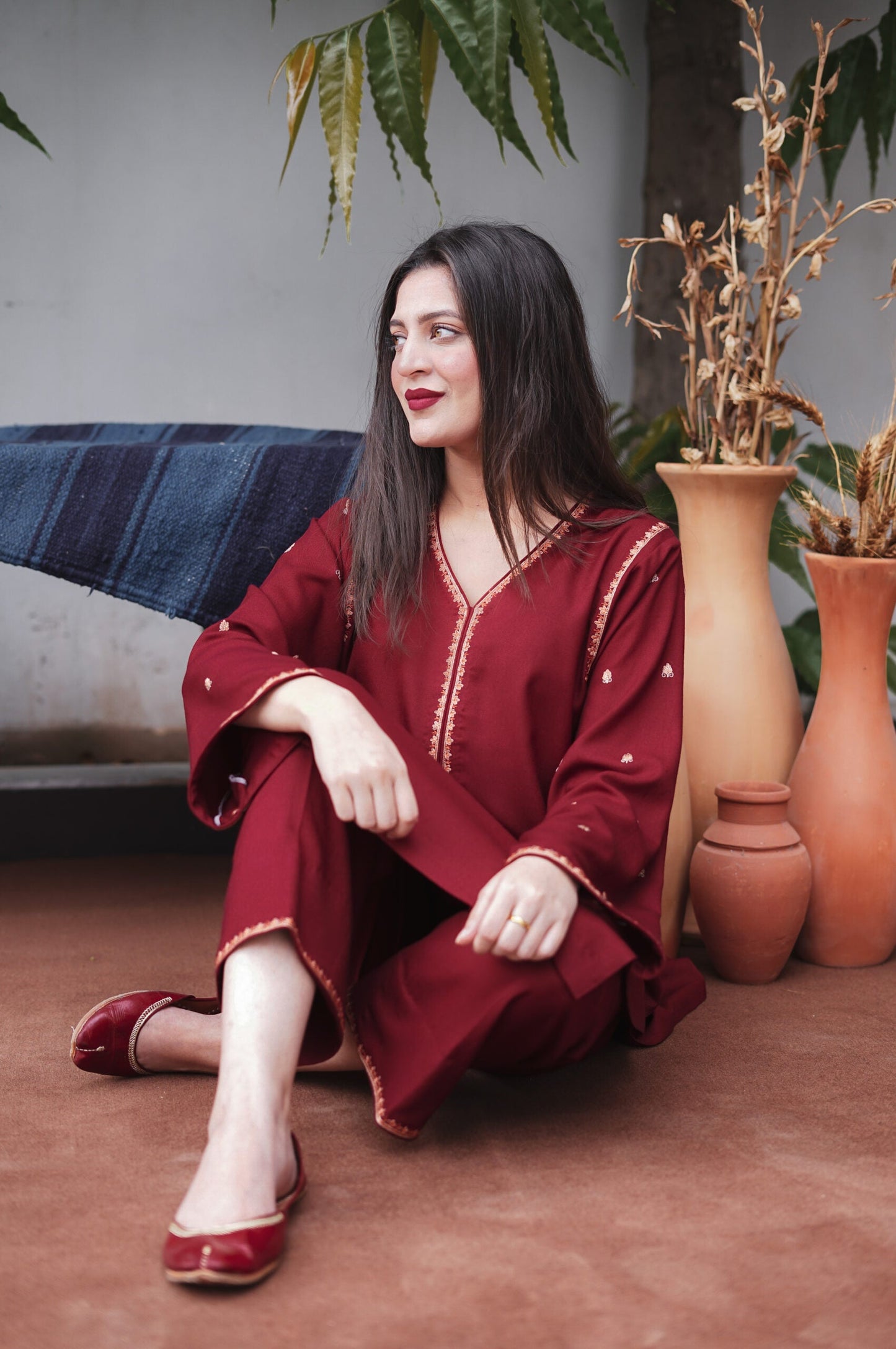 AiSLING-3PC DHANAK EMBROIDERED SHIRT DHANAK EMBROIDERED SHAWL AND EMB TROUSER-BIC-3183
