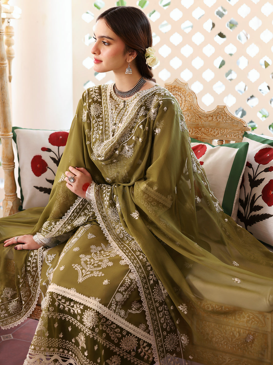JAZMIN-3PC LAWN EMBROIDERED WITH LAWN HEAVY EMBROIDERED READY TO WEAR DUPATTA -BIC-3705
