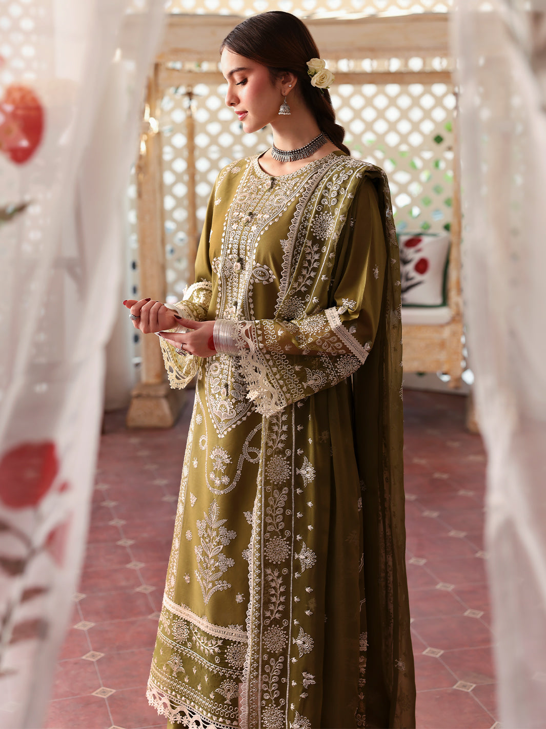 JAZMIN-3PC LAWN EMBROIDERED WITH LAWN HEAVY EMBROIDERED READY TO WEAR DUPATTA -BIC-3705