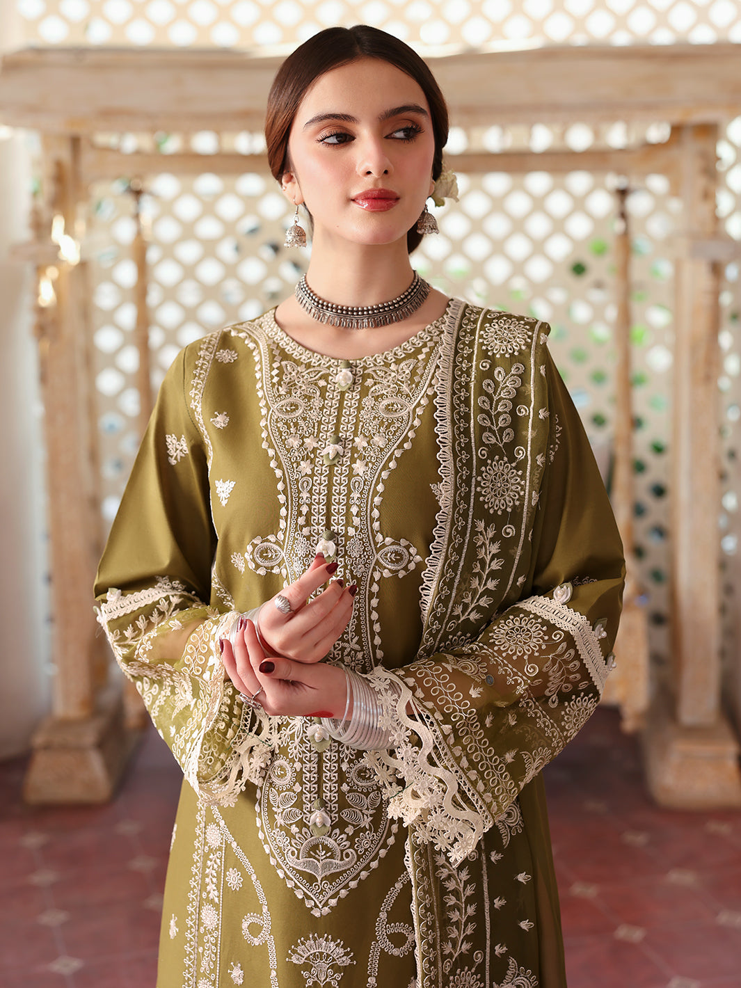 JAZMIN-3PC LAWN EMBROIDERED WITH LAWN HEAVY EMBROIDERED READY TO WEAR DUPATTA -BIC-3705