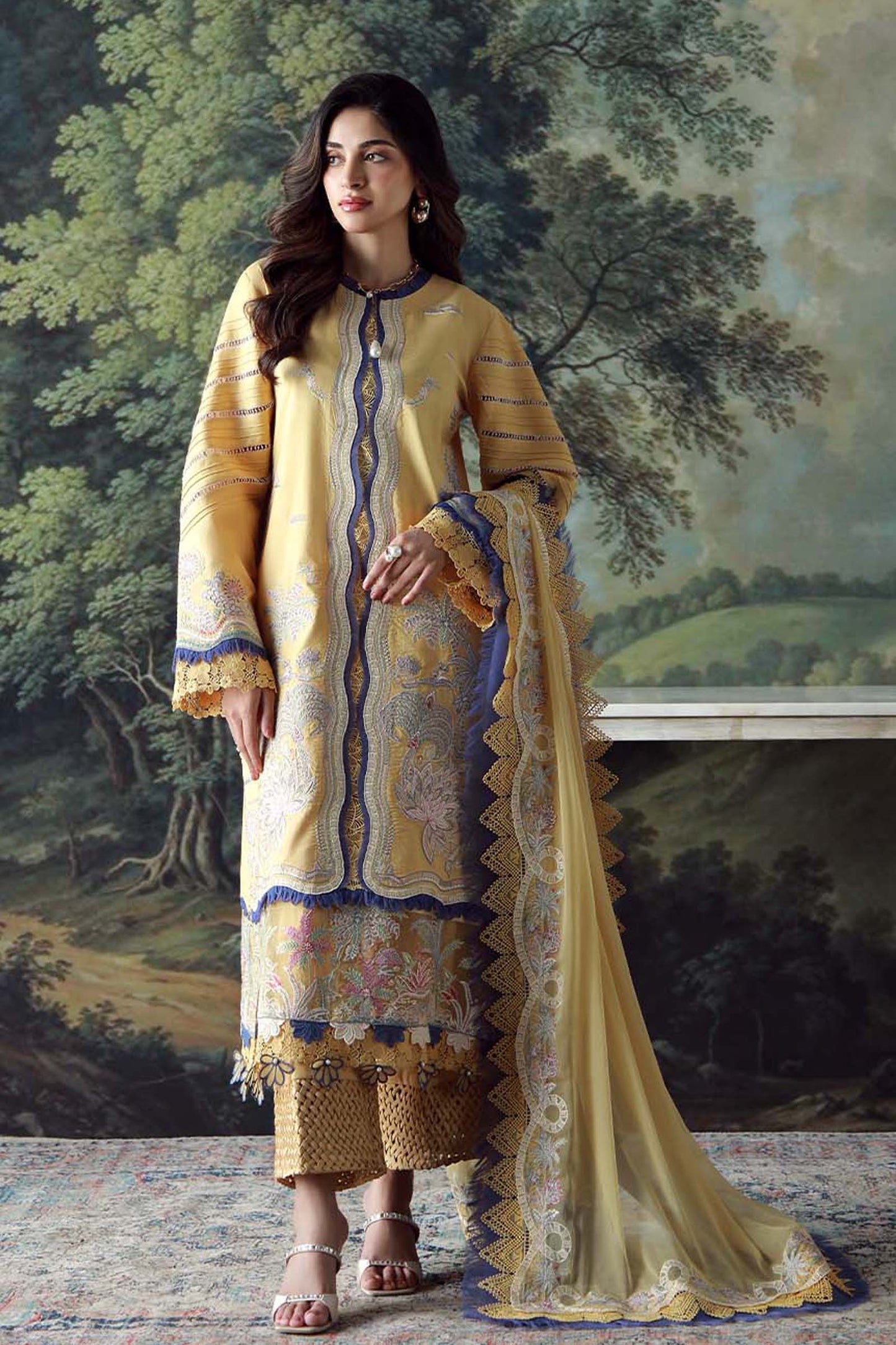 JADE - 3PC LAWN HEAVY EMBROIDERED SHIRT WITH CHIFFON EMBROIERED DUPATTA AND EMB TROUSER-BIC-3802